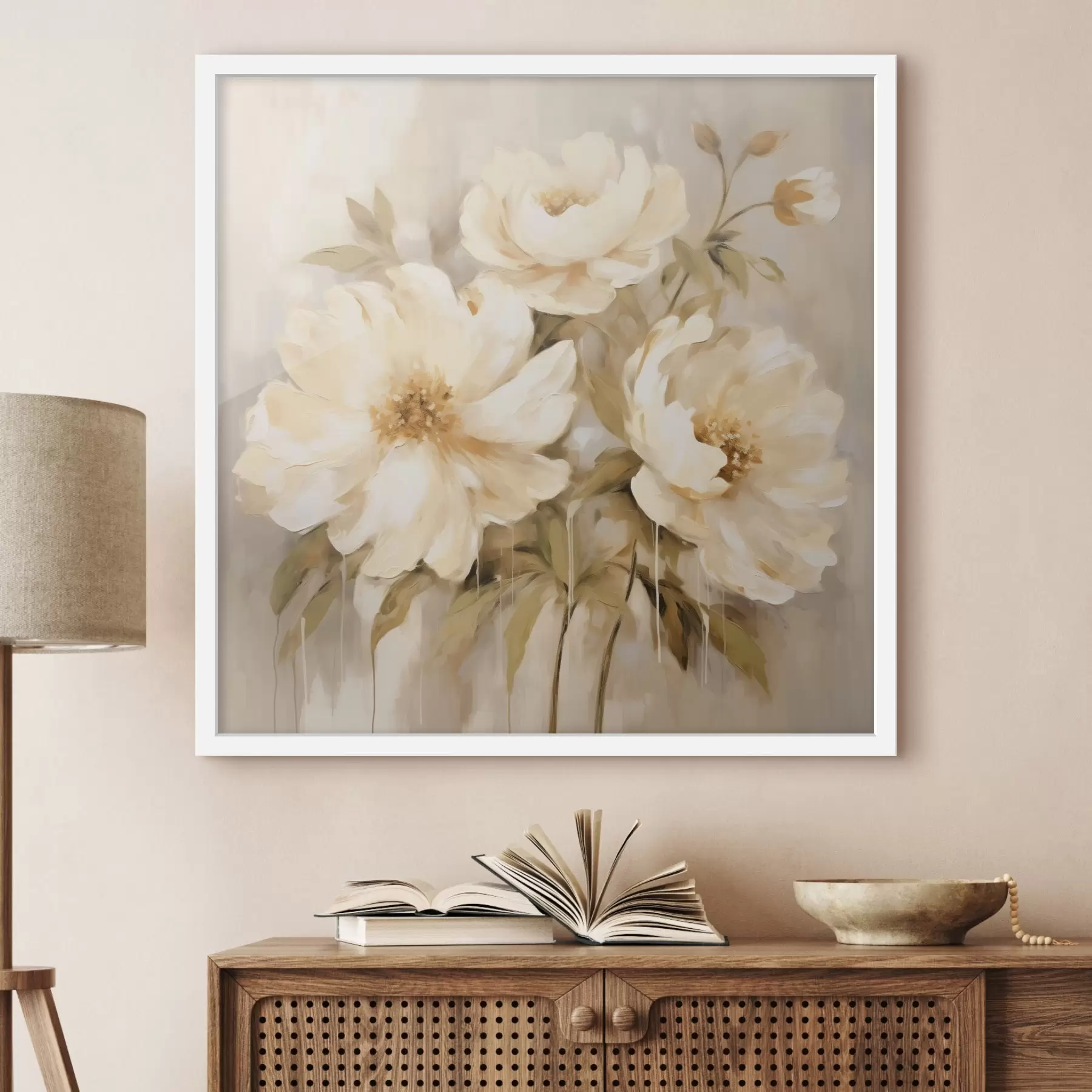 Fototapete Florale сomposition mit weißen Blütenblättern f44043