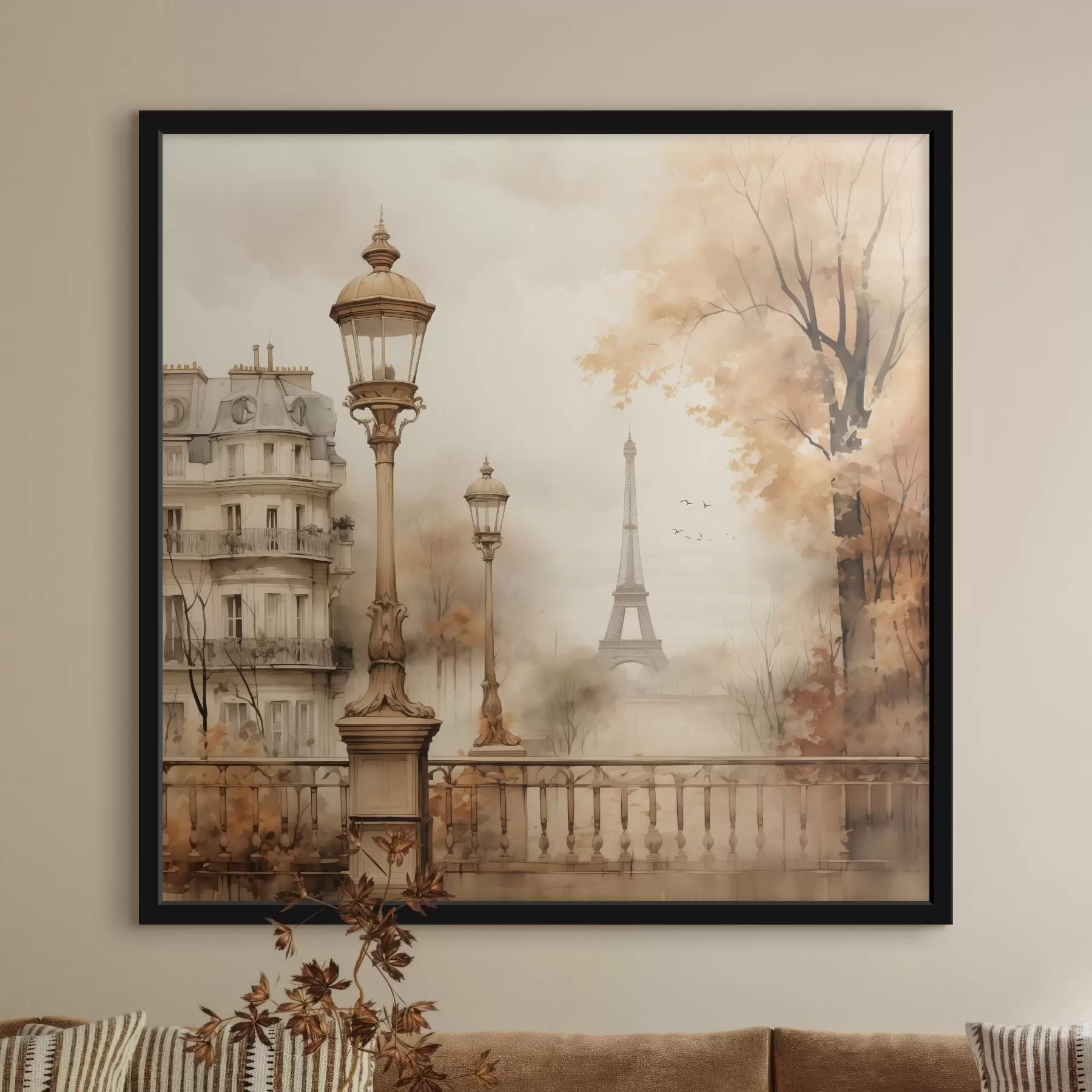 Fototapete Herbst in Paris im Stil eines stimmungsvollen Aquarells f44239