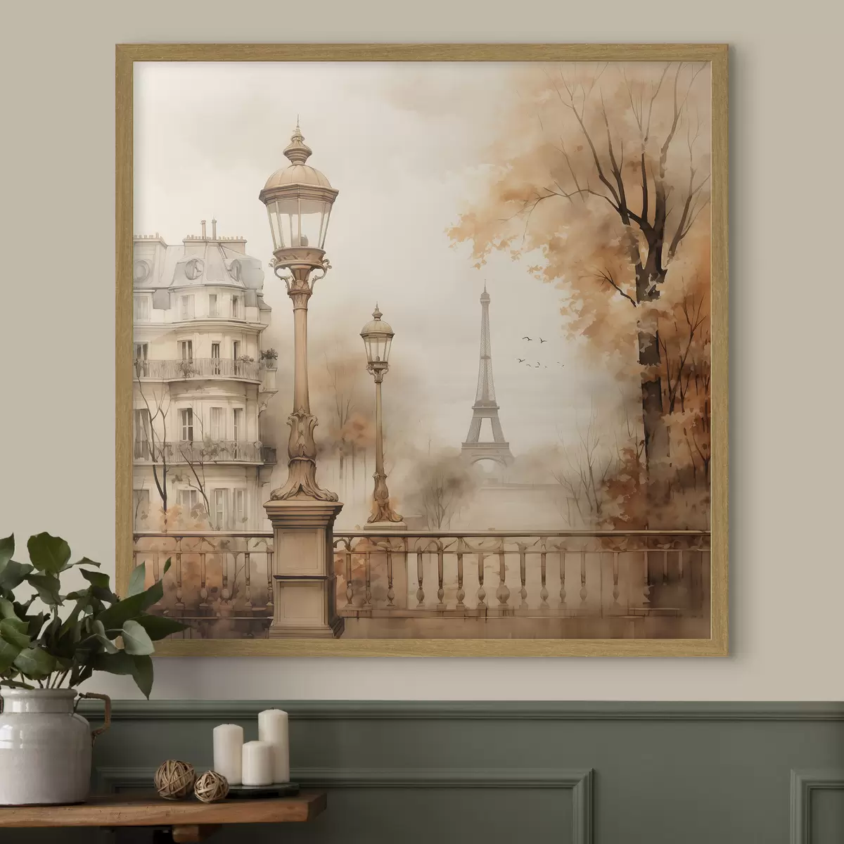 Poster Herbst in Paris im Stil eines stimmungsvollen Aquarells f44239