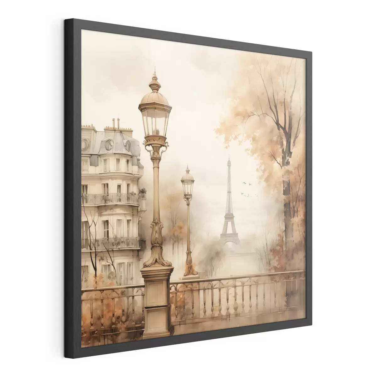 Poster Herbst in Paris im Stil eines stimmungsvollen Aquarells f44239
