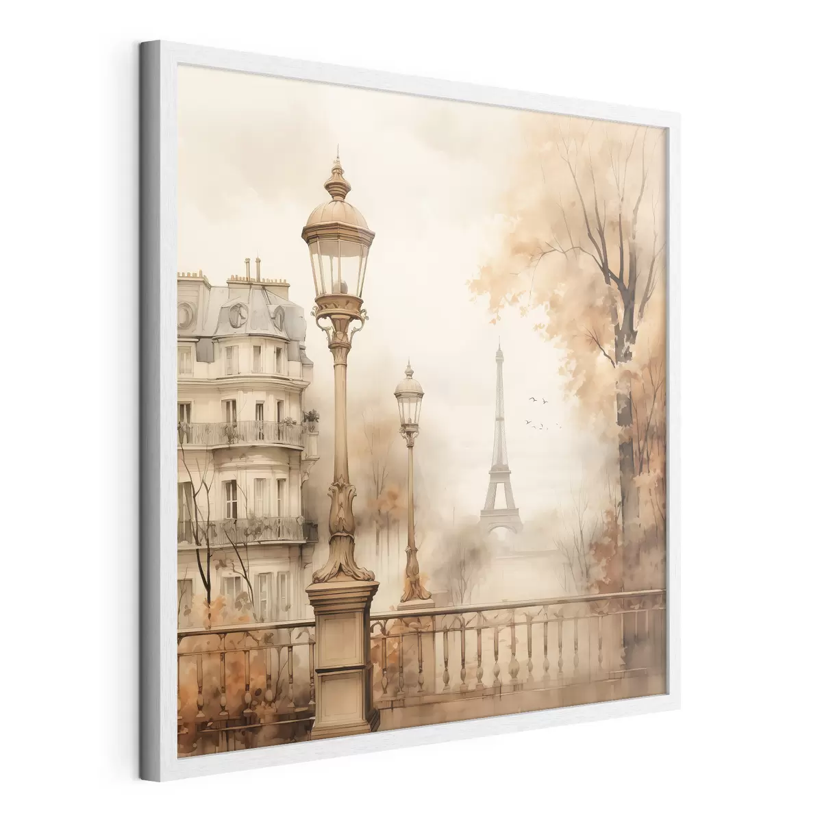 Poster Herbst in Paris im Stil eines stimmungsvollen Aquarells f44239