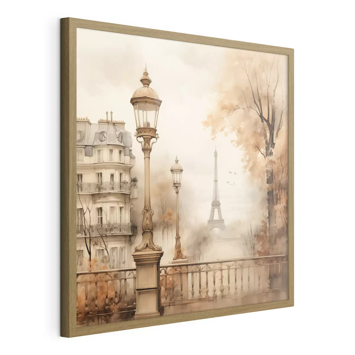 Poster Herbst in Paris im Stil eines stimmungsvollen Aquarells f44239