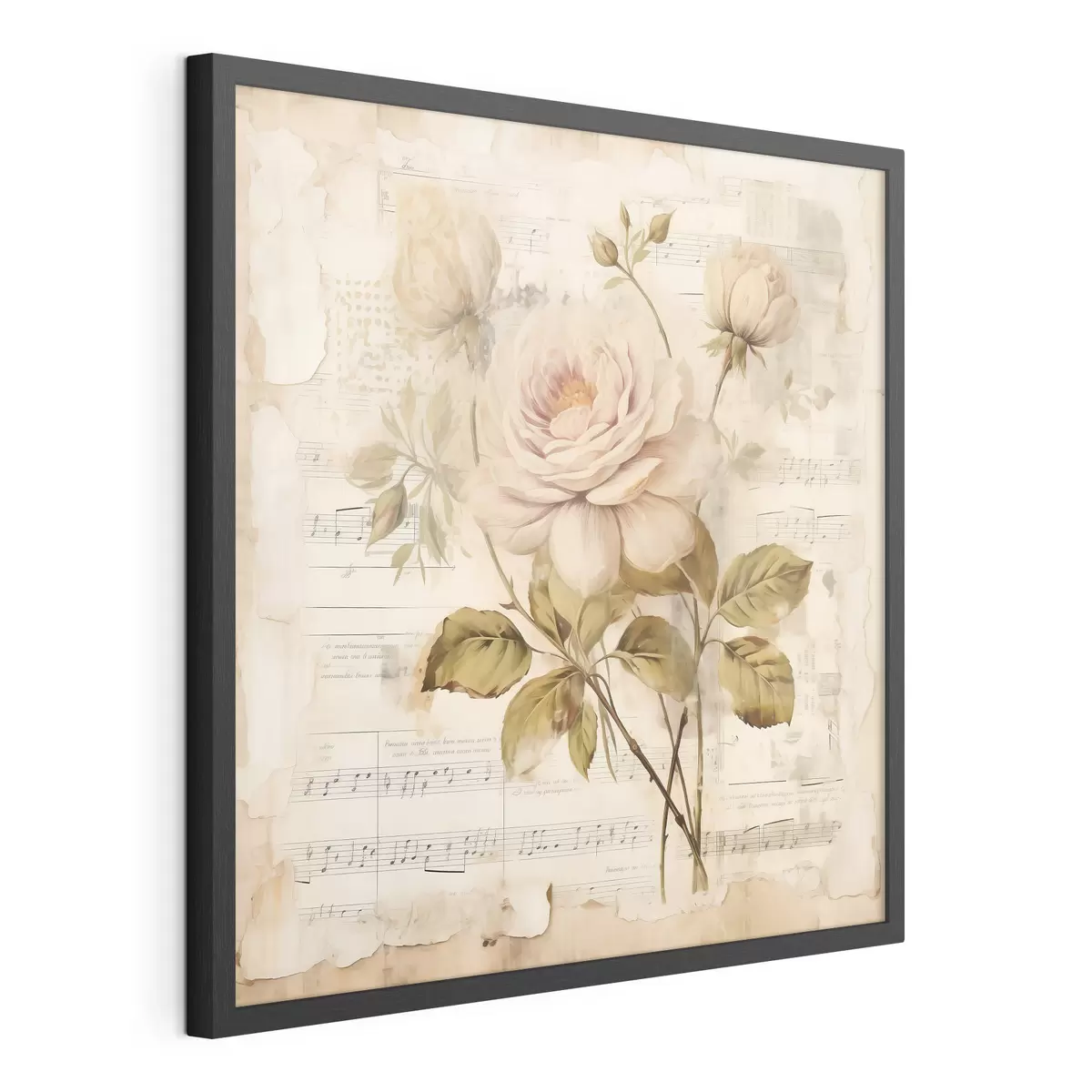 Poster Vintage Zusammensetzung von Rosen vor dem Hintergrund der alten Noten f44247