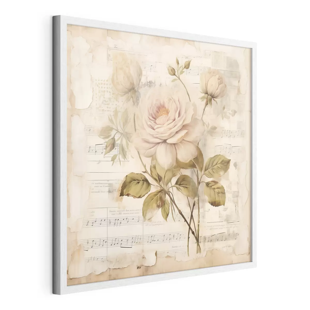 Poster Vintage Zusammensetzung von Rosen vor dem Hintergrund der alten Noten f44247