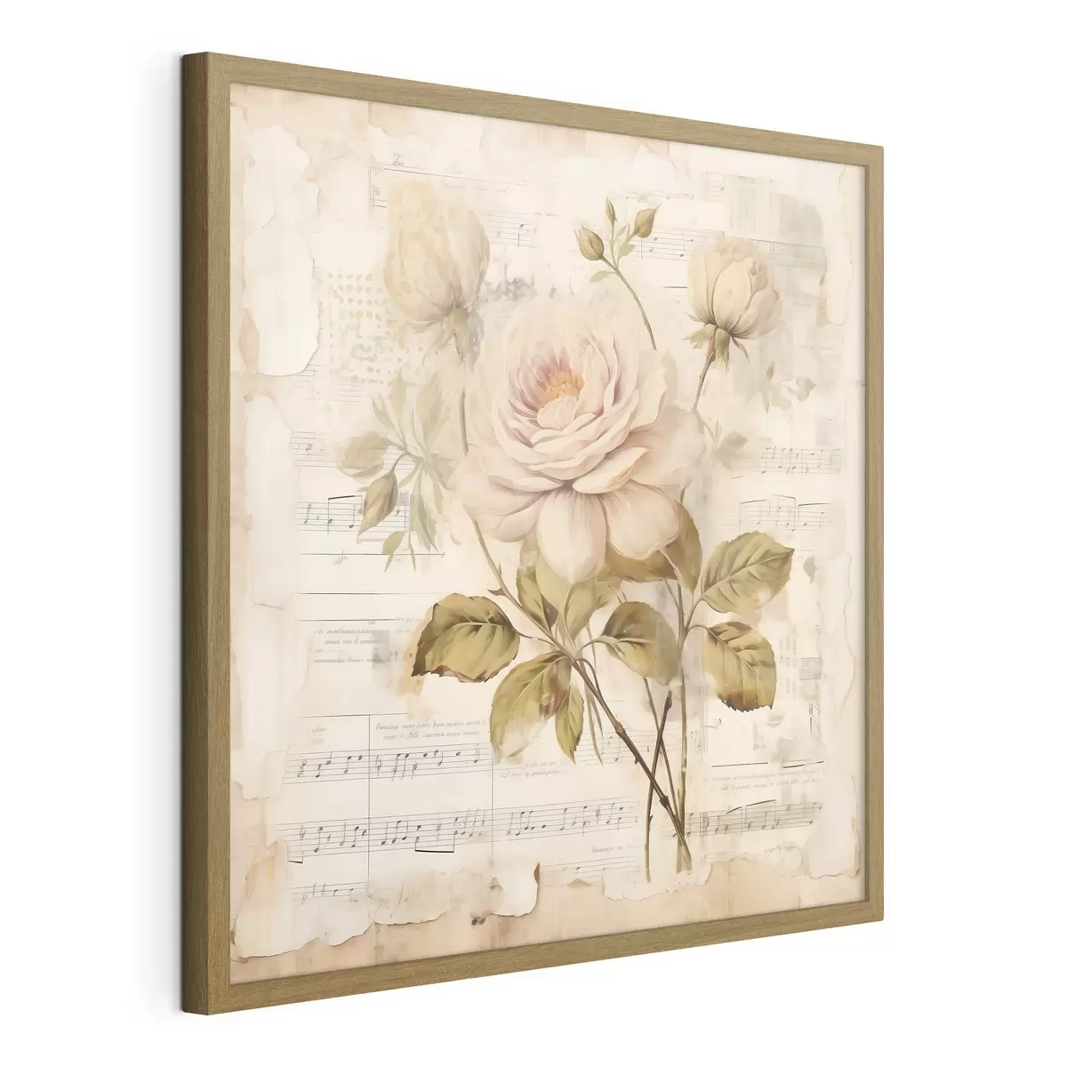 Poster Vintage Zusammensetzung von Rosen vor dem Hintergrund der alten Noten f44247