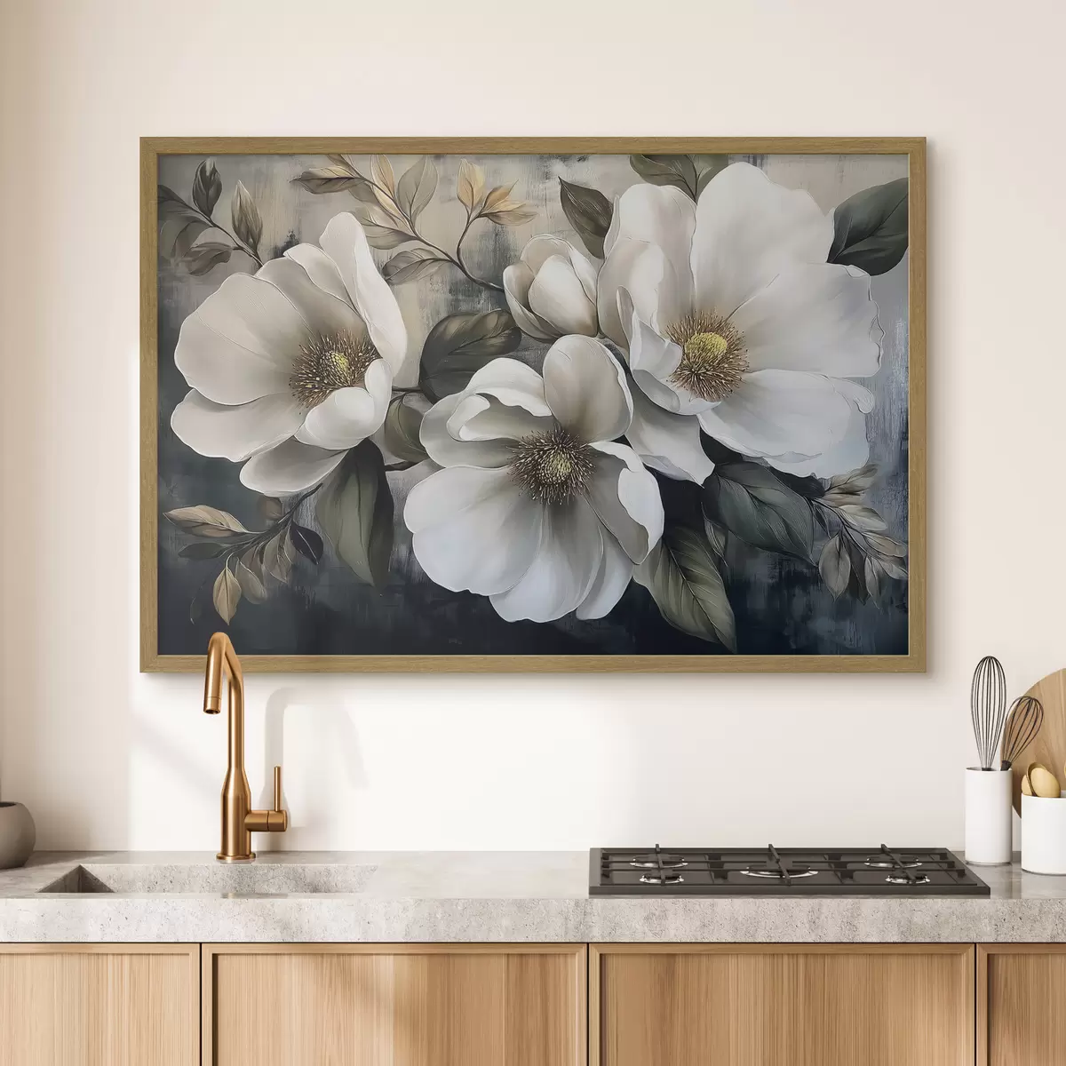 Poster Große Blumen auf einem Vintage-Hintergrund f44260