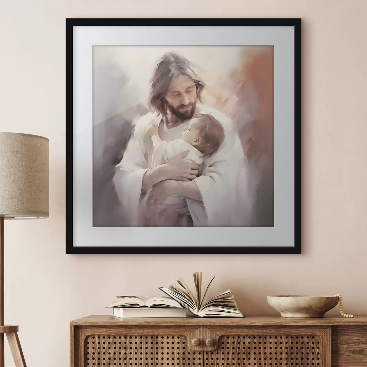 Poster Jesus mit einem Kind f44283