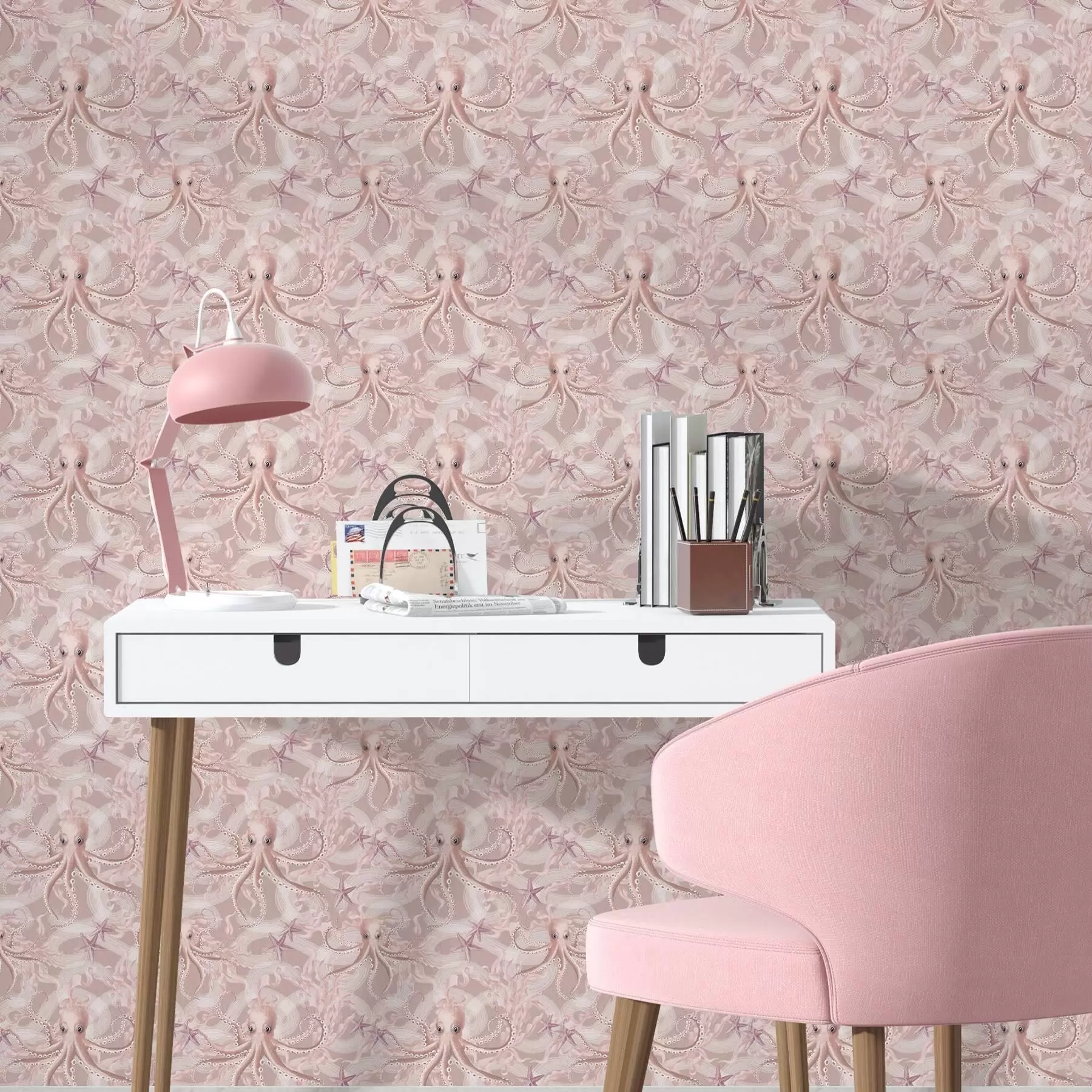 Fototapete Oktopusse auf rosa Hintergrund a00120