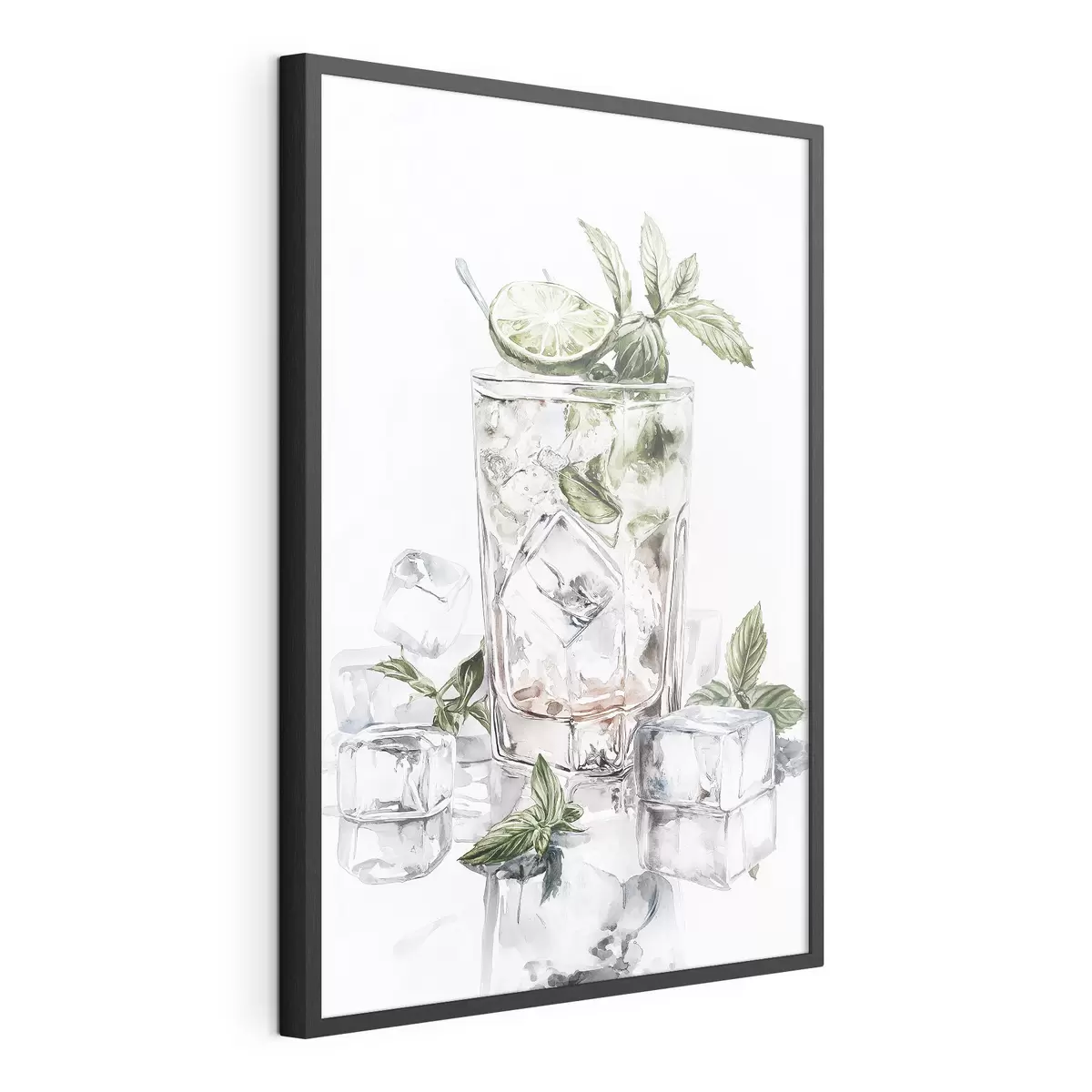 Poster Mojito-Cocktail, Getränke im Aquarellstil, Minze f44302