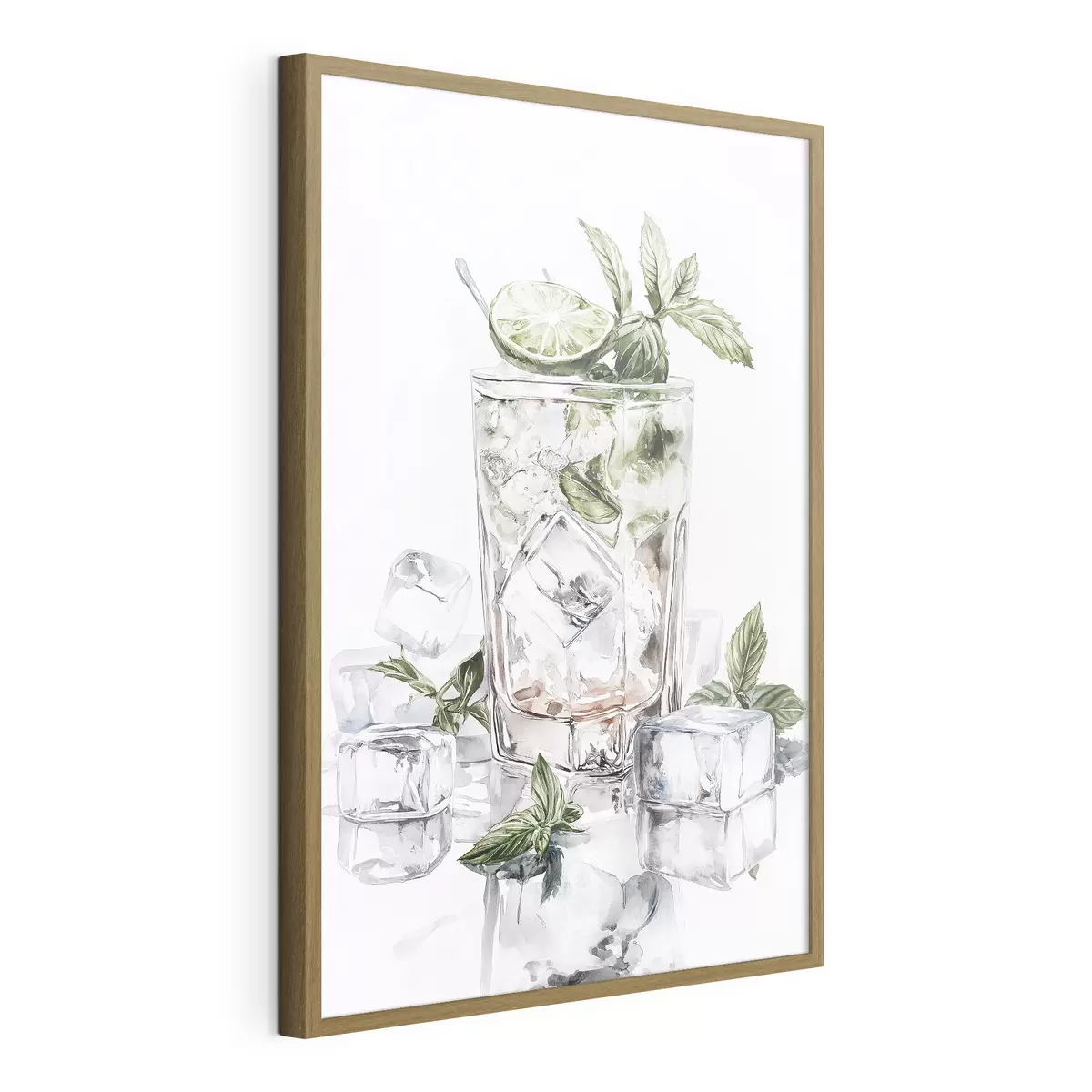 Poster Mojito-Cocktail, Getränke im Aquarellstil, Minze f44302