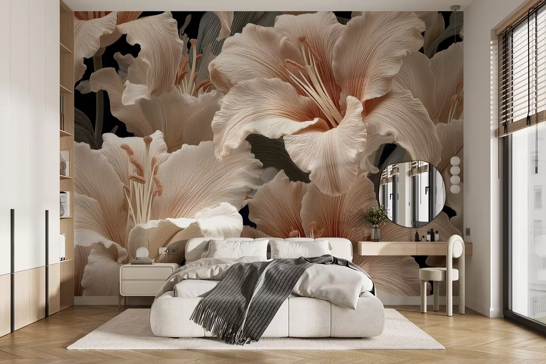 Fototapete Zarte beige Lilien w09090