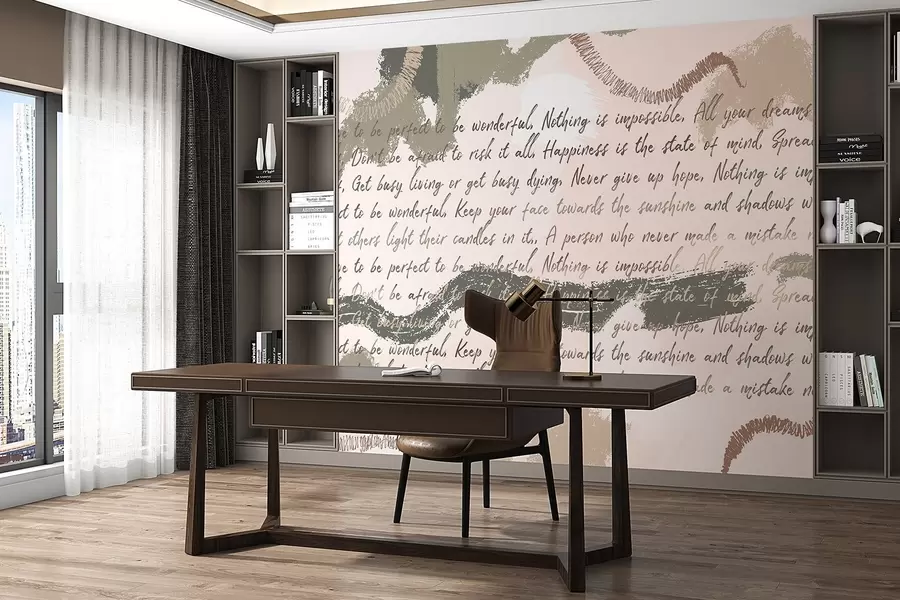 Fototapete Design mit inspirierenden Zitaten, Abstraktion, natürlichen Farben w03909