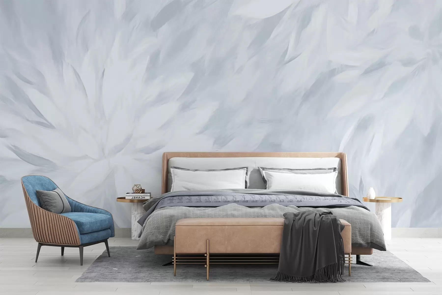 Fototapete Blumen im Stil von weichen Strichen w03986v3