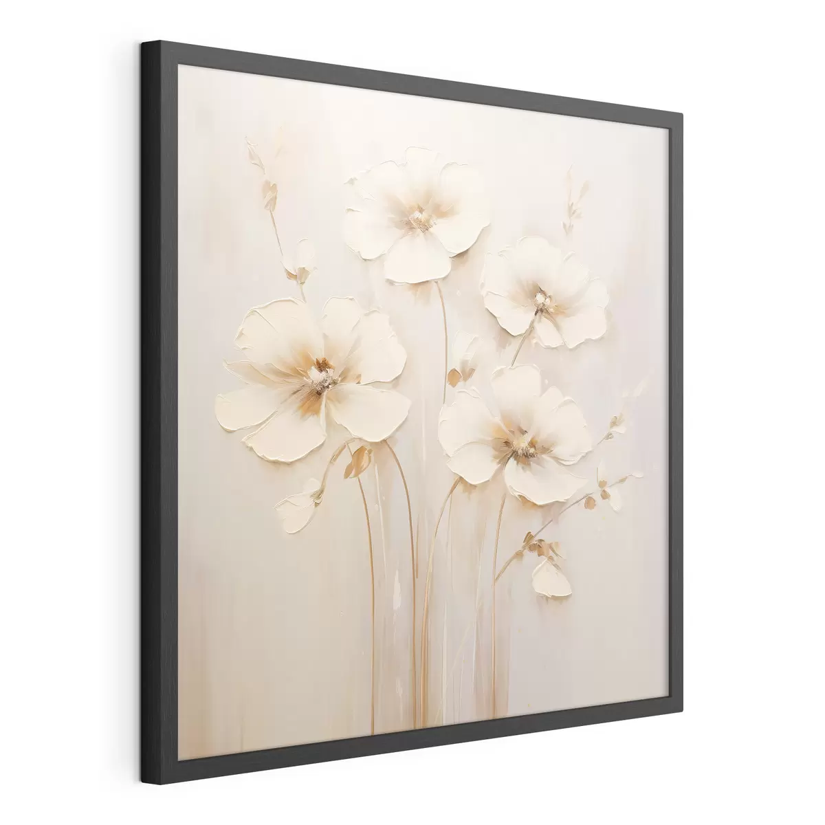 Poster Beigefarbene Blumen mit voluminösen Blütenblättern in Pastelltönen f44337