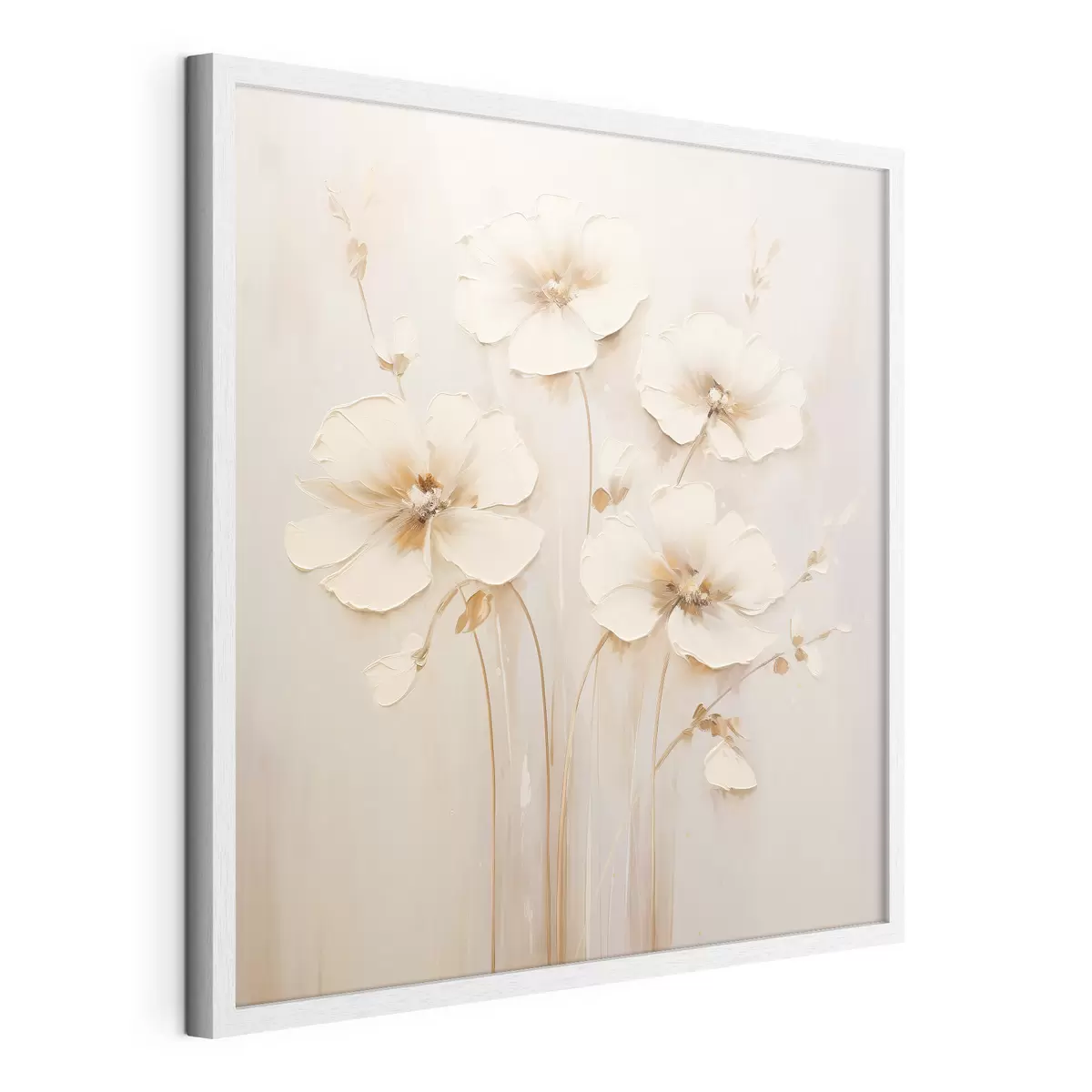 Poster Beigefarbene Blumen mit voluminösen Blütenblättern in Pastelltönen f44337