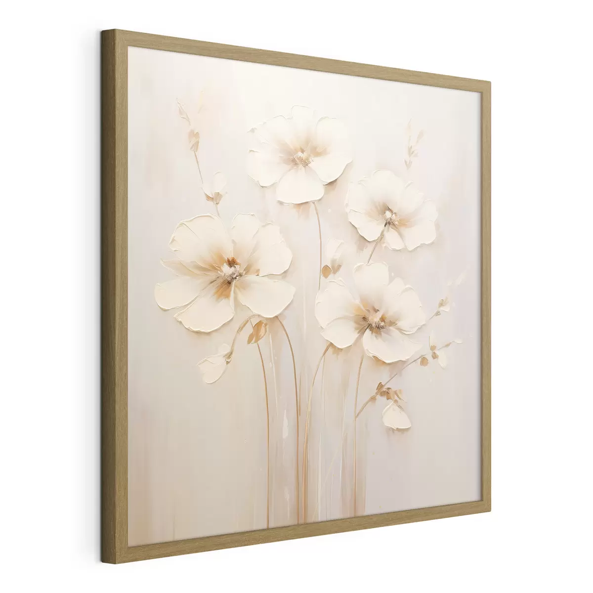 Poster Beigefarbene Blumen mit voluminösen Blütenblättern in Pastelltönen f44337