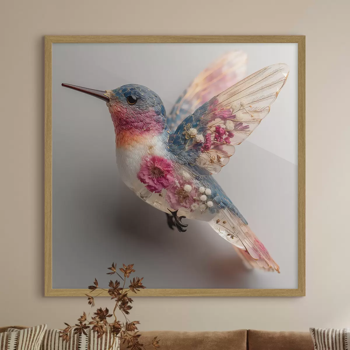 Poster Kristallene Leichtigkeit mit einem blumigen Herz f44353