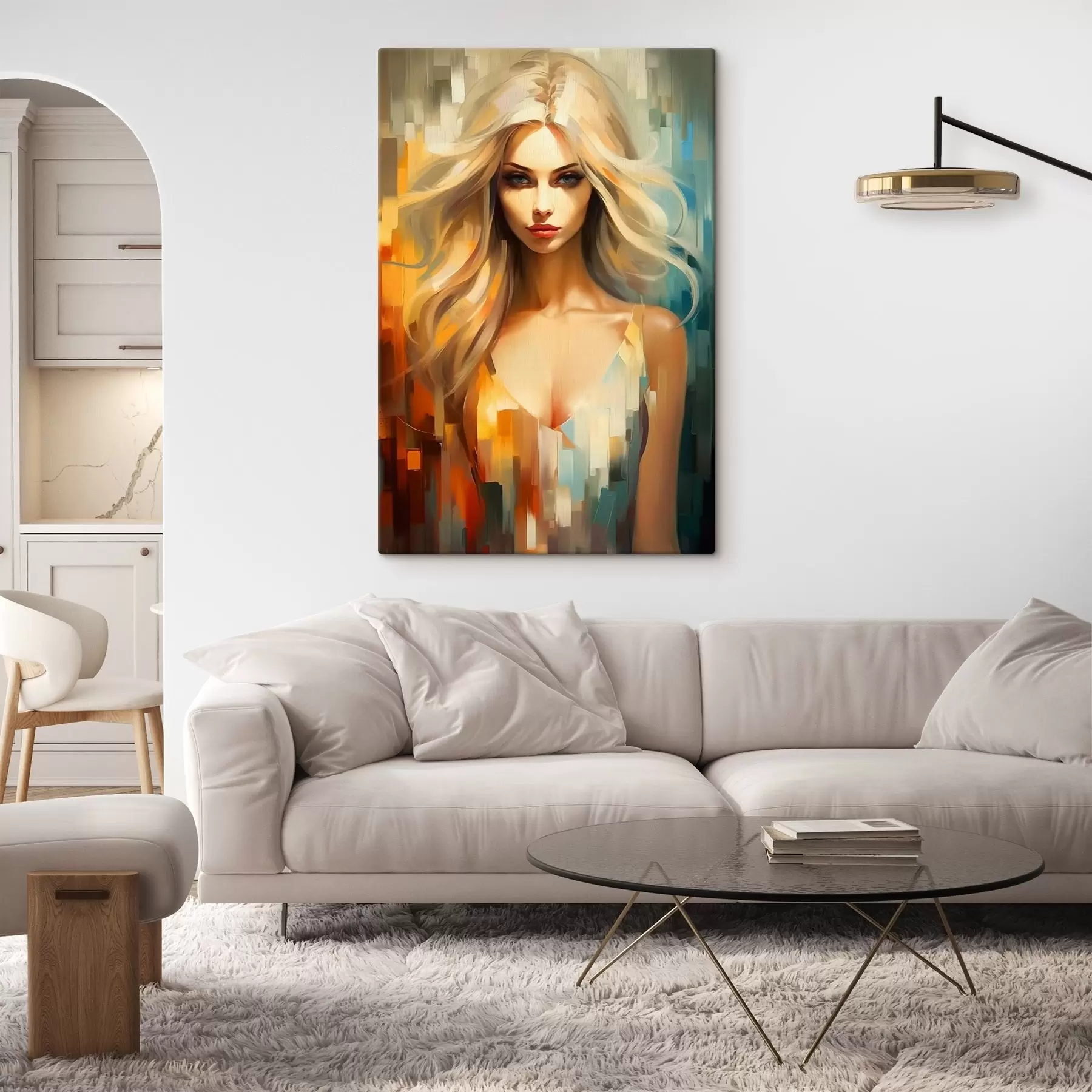 Fototapete Mädchen auf farbigem Hintergrund s44494