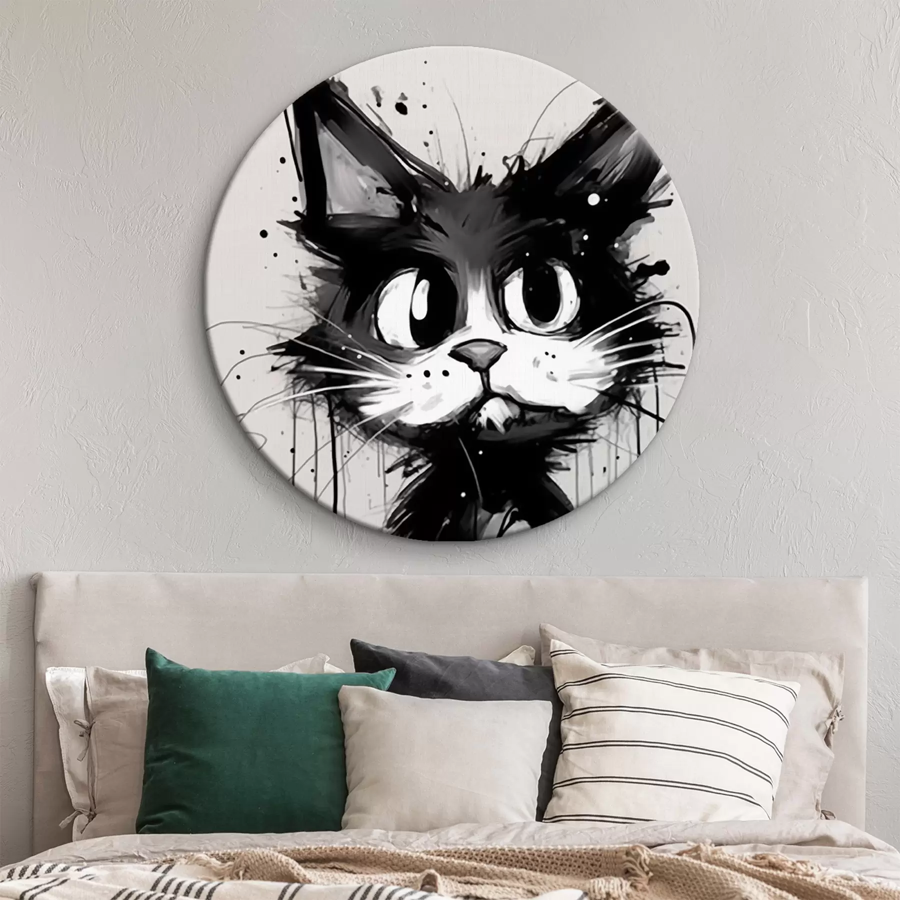 Fototapete Katze im Skizzenstil mit Farbspritzern r44483