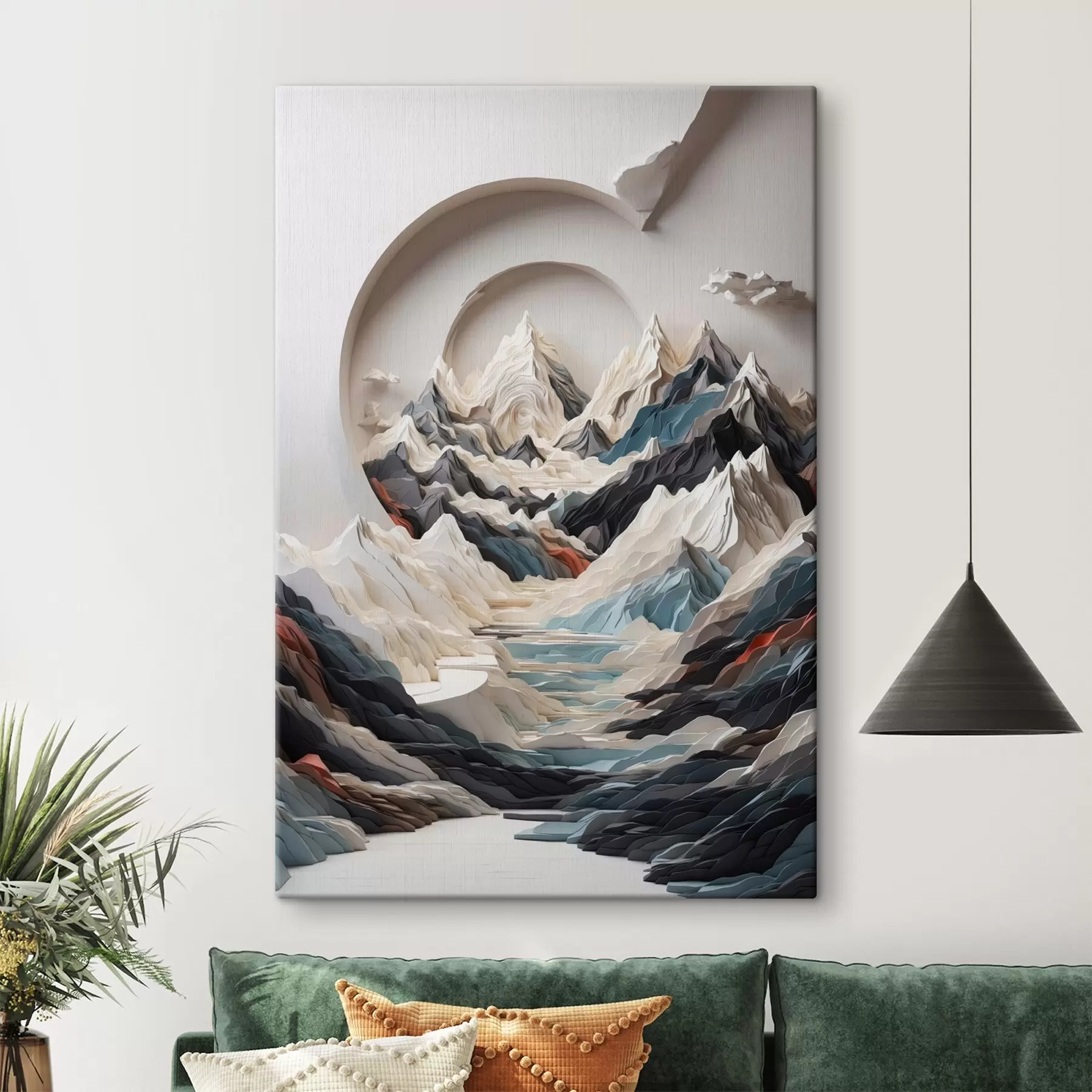 Fototapete Abstraktes Gemälde einer Berglandschaft s44427