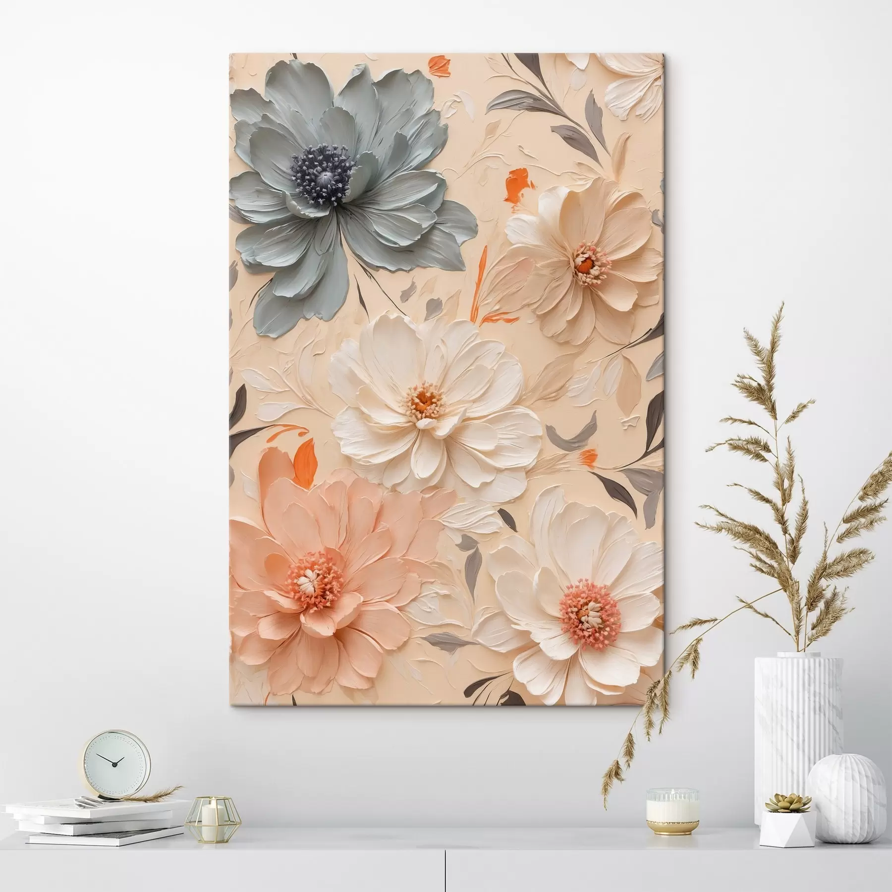 Fototapete Verschiedene Blumen im Stil der Ölmalerei s44455