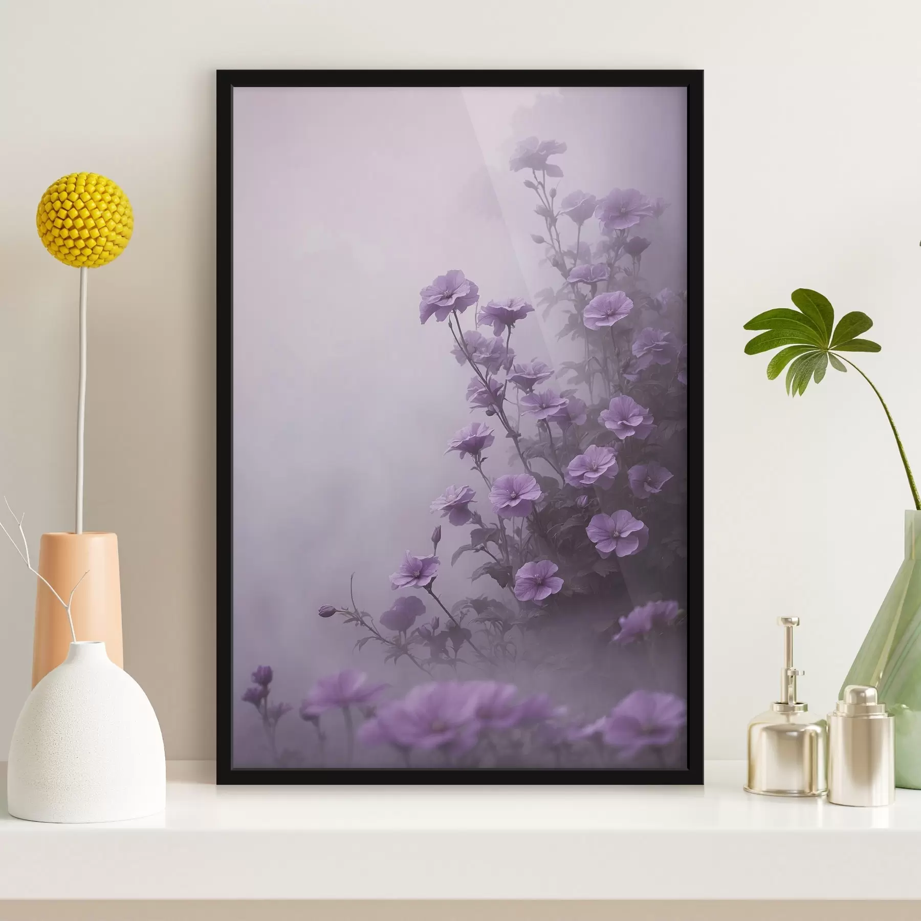 Fototapete Lila Blumen im Nebel f44456