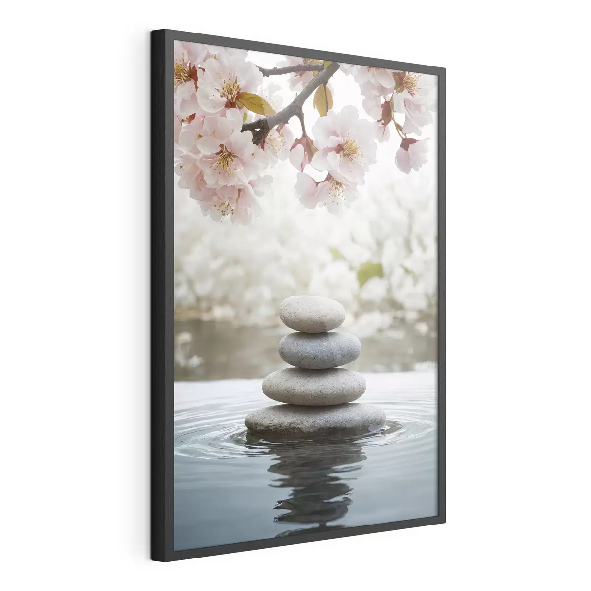 Poster Steine im Wasser auf unscharfem Hintergrund f44476
