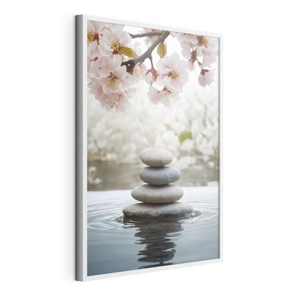 Poster Steine im Wasser auf unscharfem Hintergrund f44476
