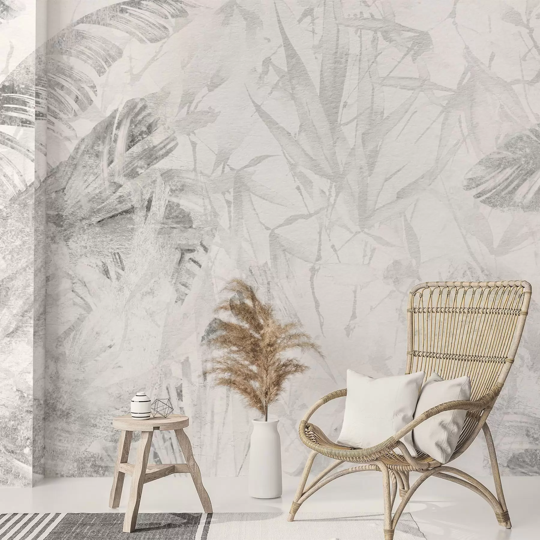 Fototapete Florale Abstraktion im Grunge-Stil mit Imitation von Abrieb w03926
