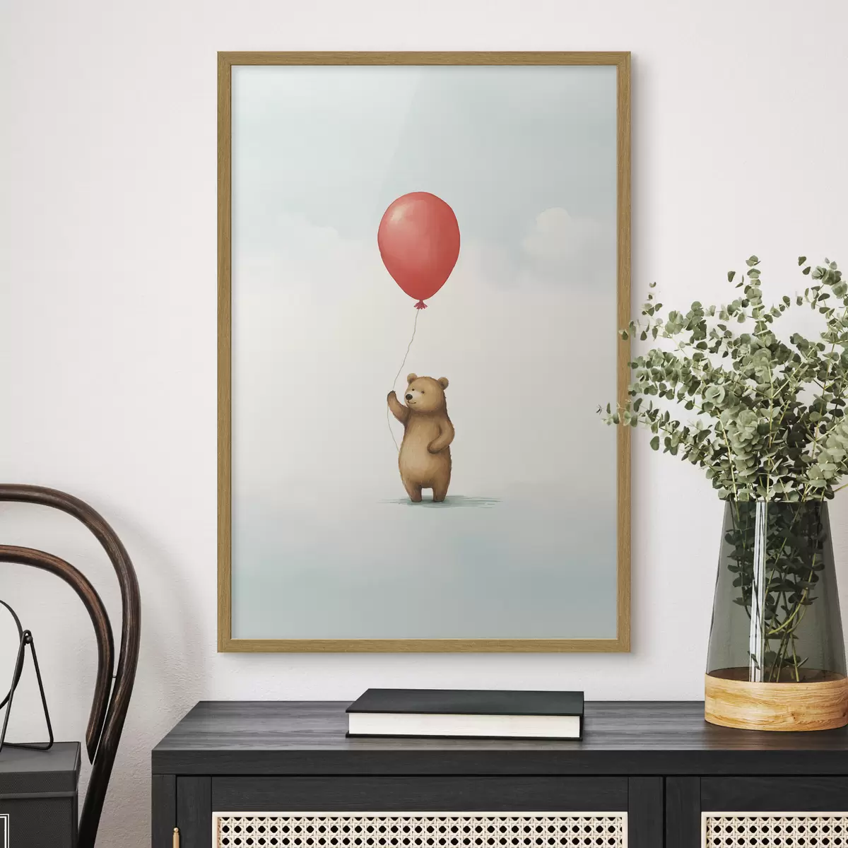 Poster Teddybär und ein Luftballon f44535