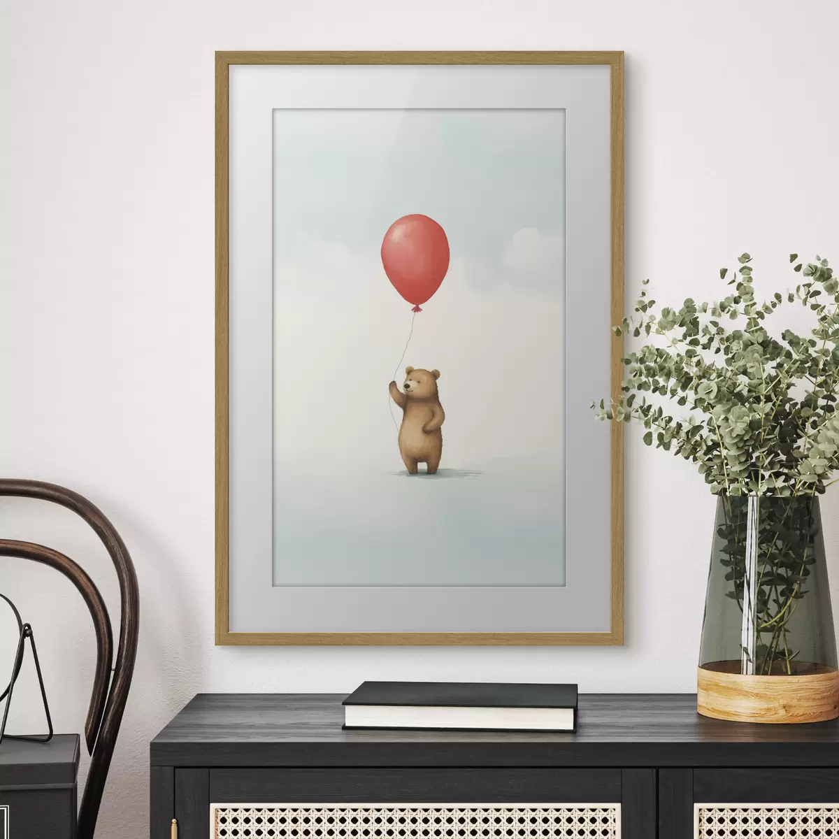 Poster Teddybär und ein Luftballon f44535