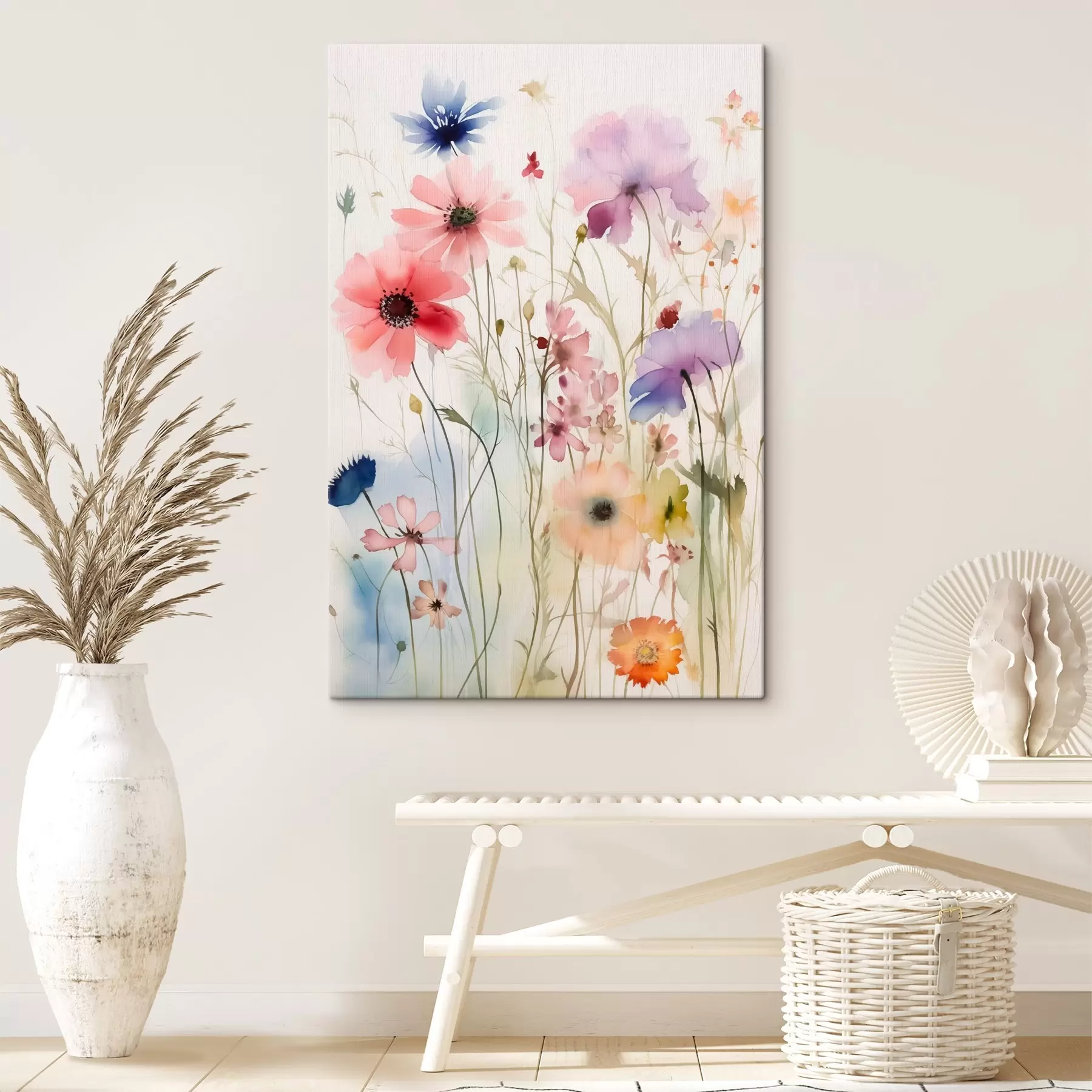 Fototapete Wilde Blumen Nachahmung von Aquarell s44584