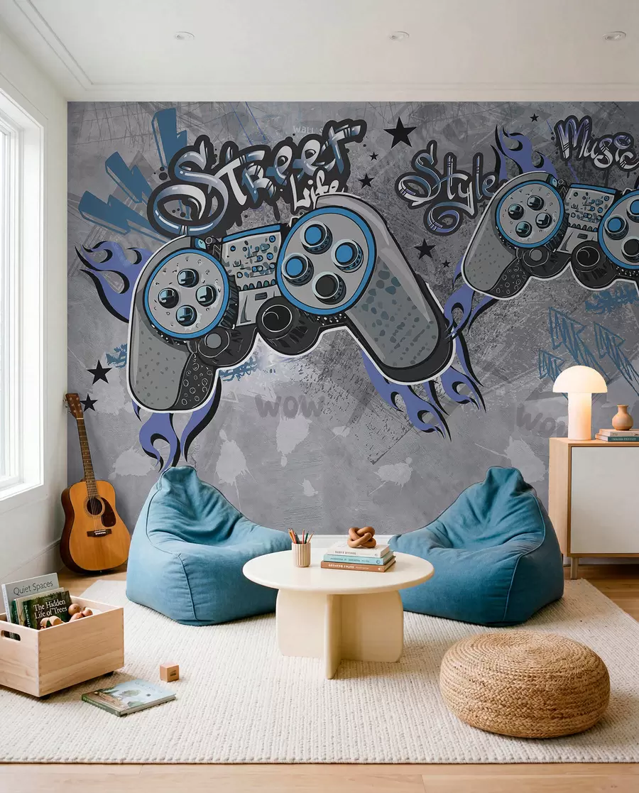 Fototapete Gamepads als Street Art w04054