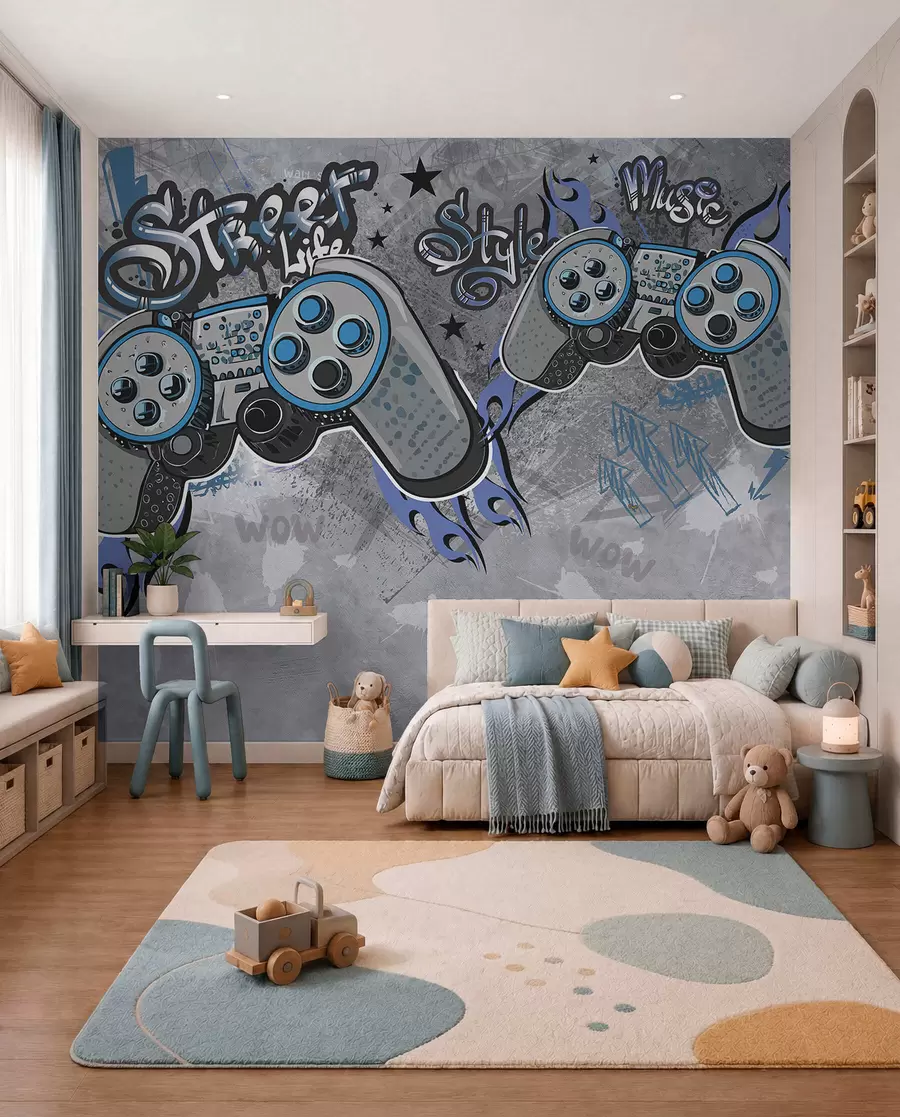 Fototapete Gamepads als Street Art w04054