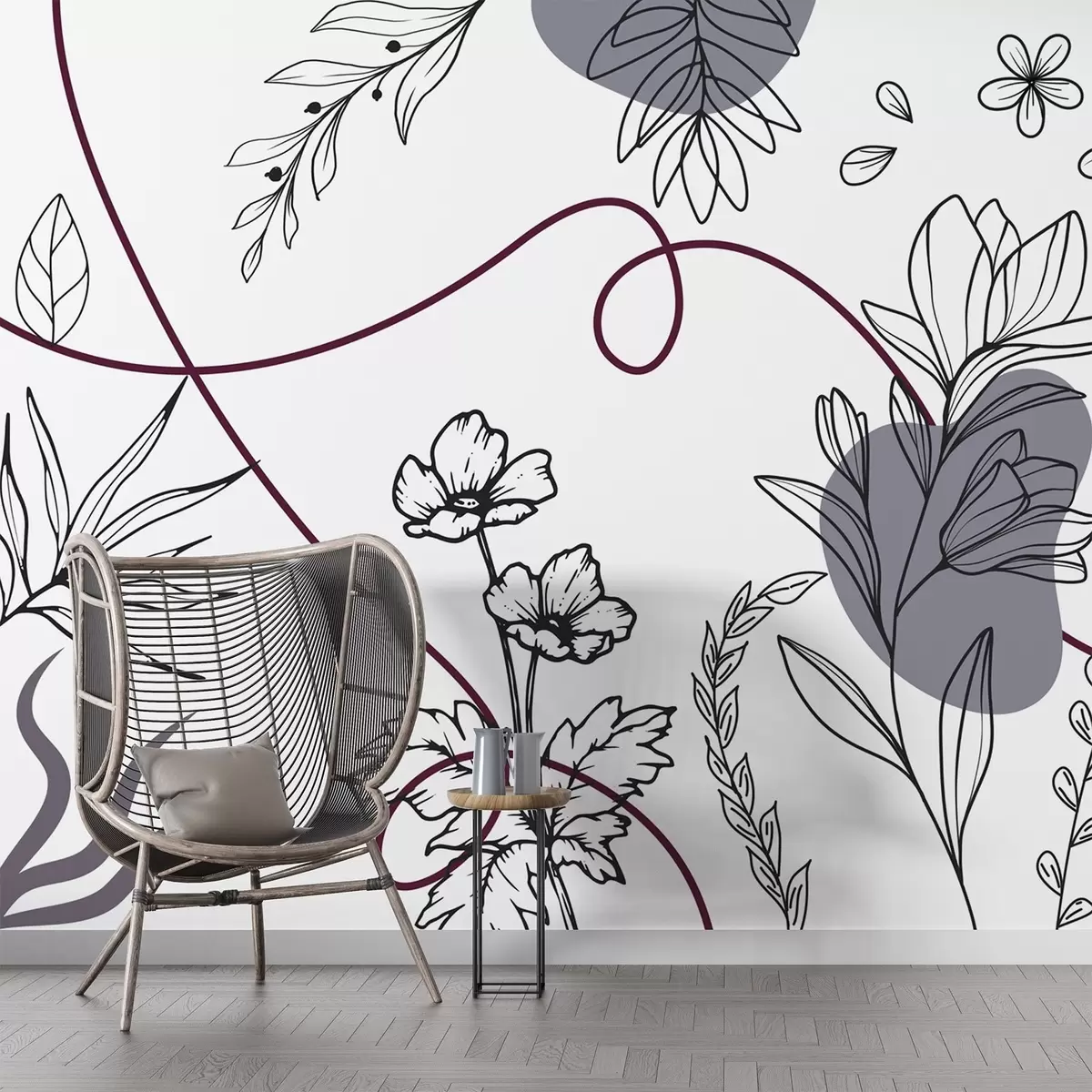 Fototapete Boho floral outline w04082v1