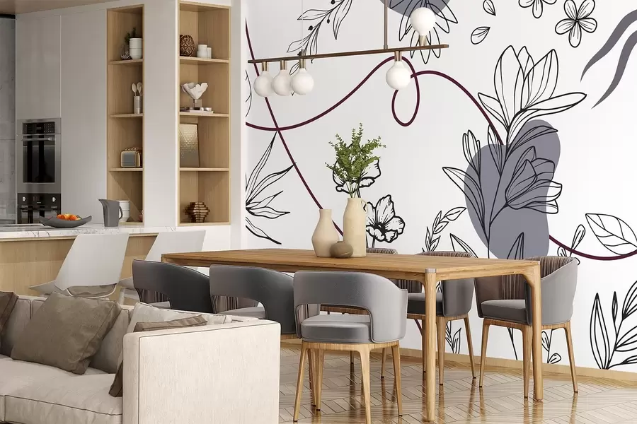 Fototapete Boho floral outline w04082v1