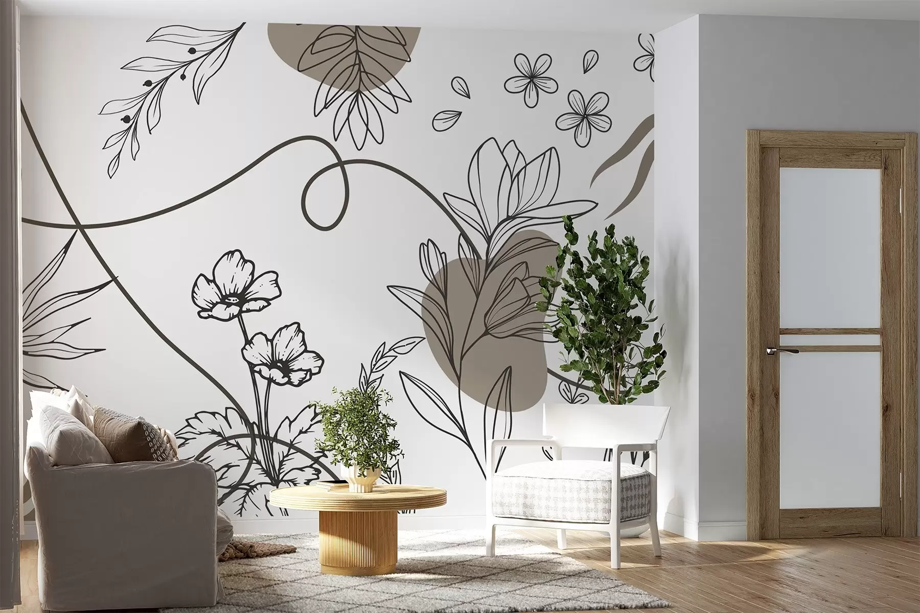 Fototapete Boho floral outline w04082v2