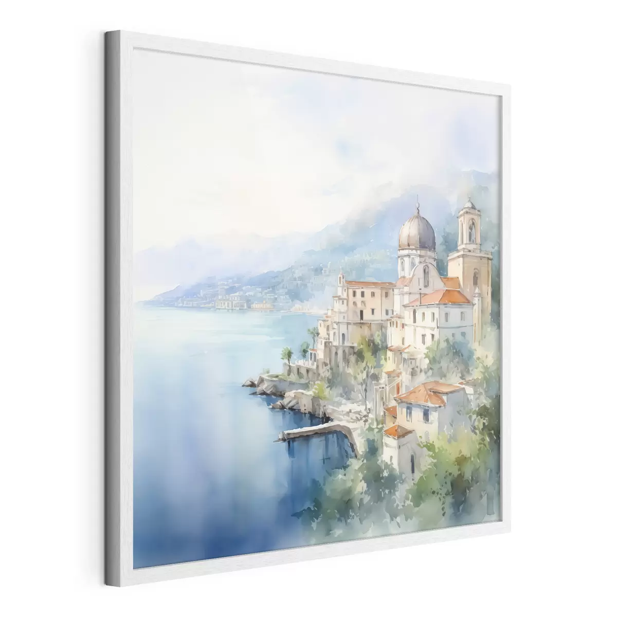 Poster Stadt am Meer Nachahmung von Aquarell f44635