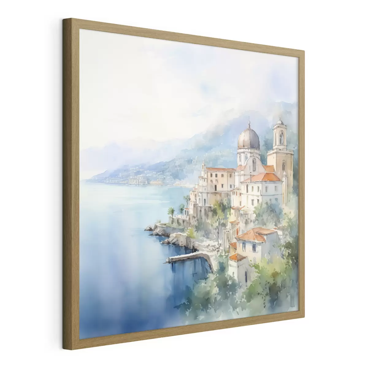 Poster Stadt am Meer Nachahmung von Aquarell f44635