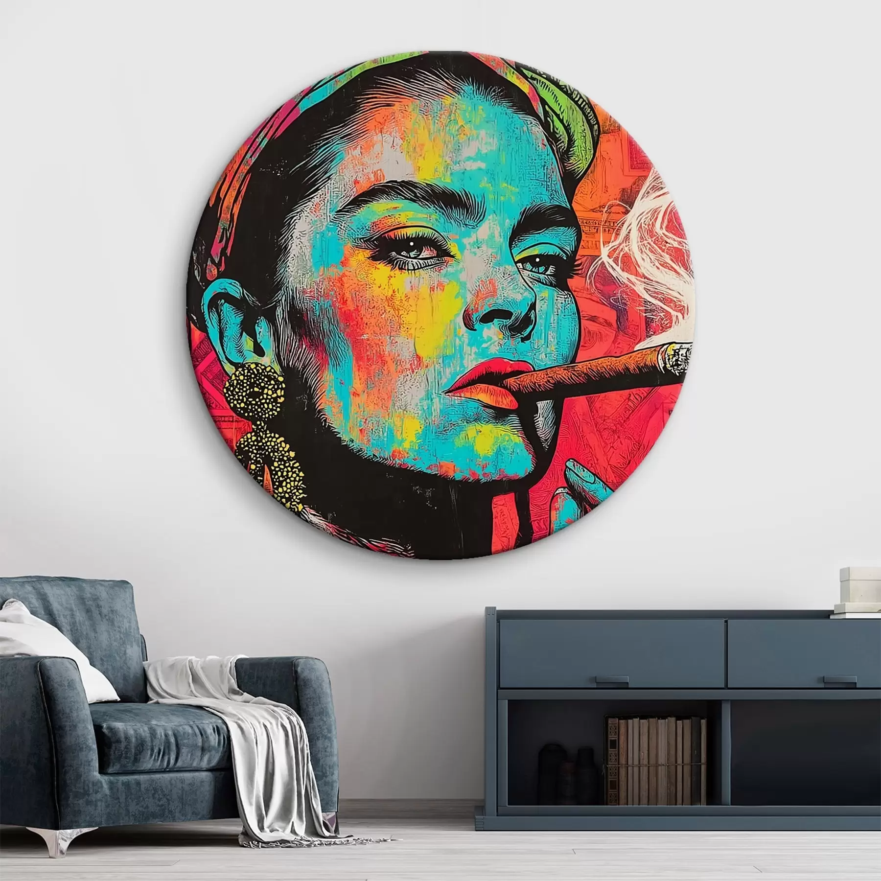 Fototapete Mädchen mit Zigarre, Pop-Art-Stil r44625