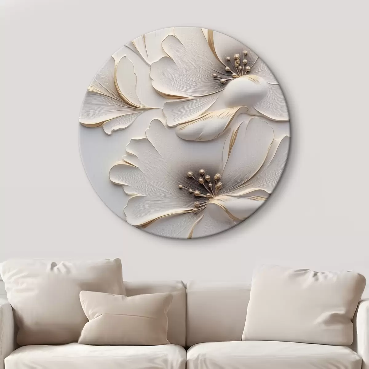 Runde Wandbilder Blumen, Reliefstil r44627