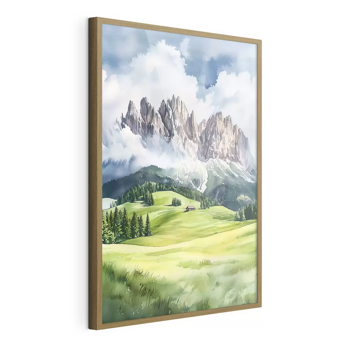 Poster Dolomiten, Alpen, Italien, Landschaft, Aquarellstil f44601