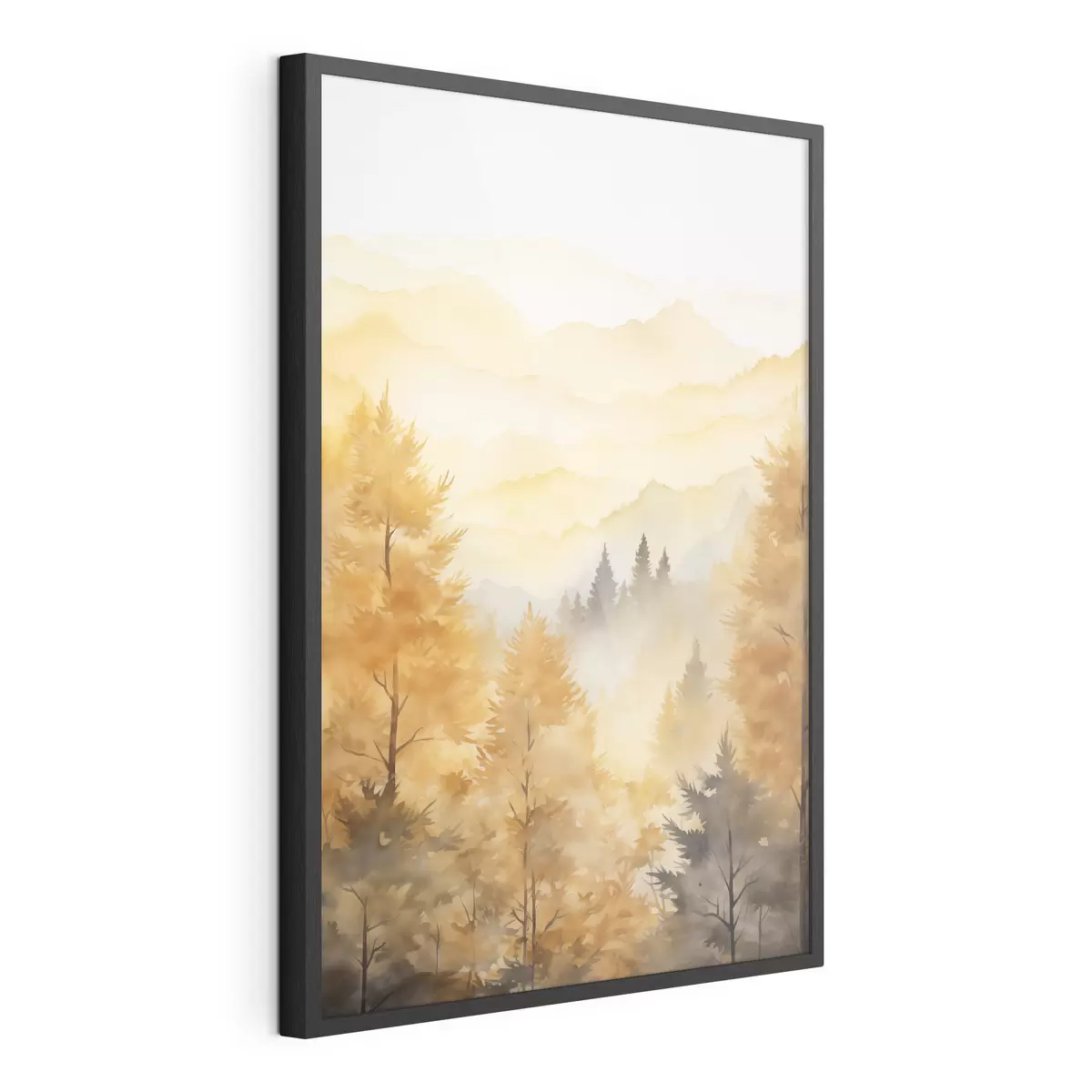 Poster Schöner Herbstwald mit Bergen im Hintergrund f44614