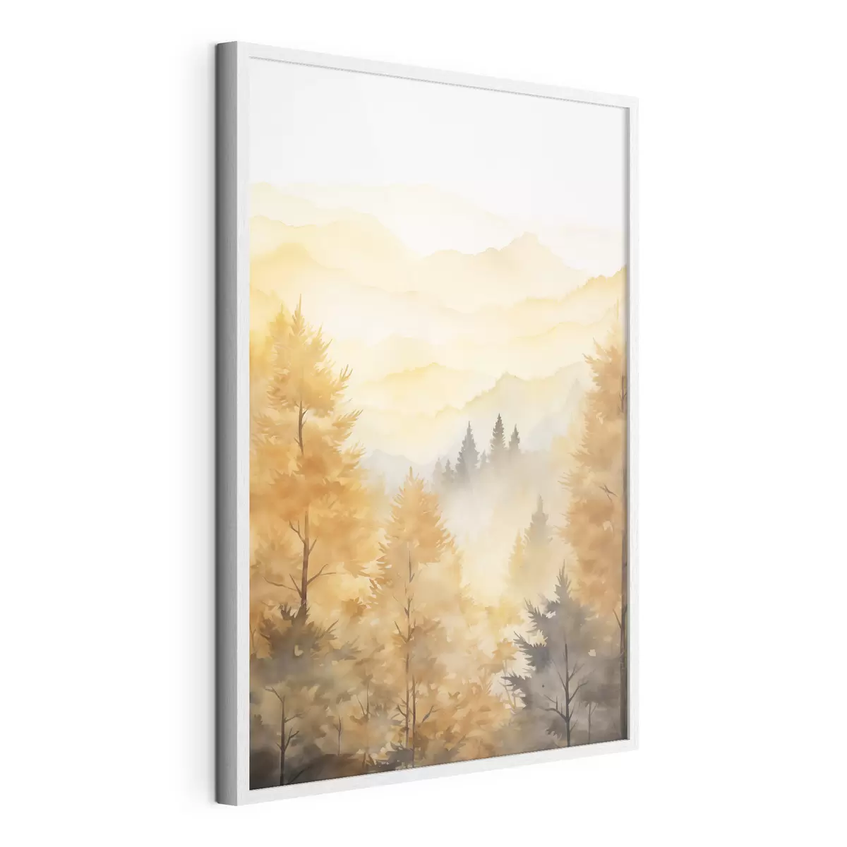 Poster Schöner Herbstwald mit Bergen im Hintergrund f44614