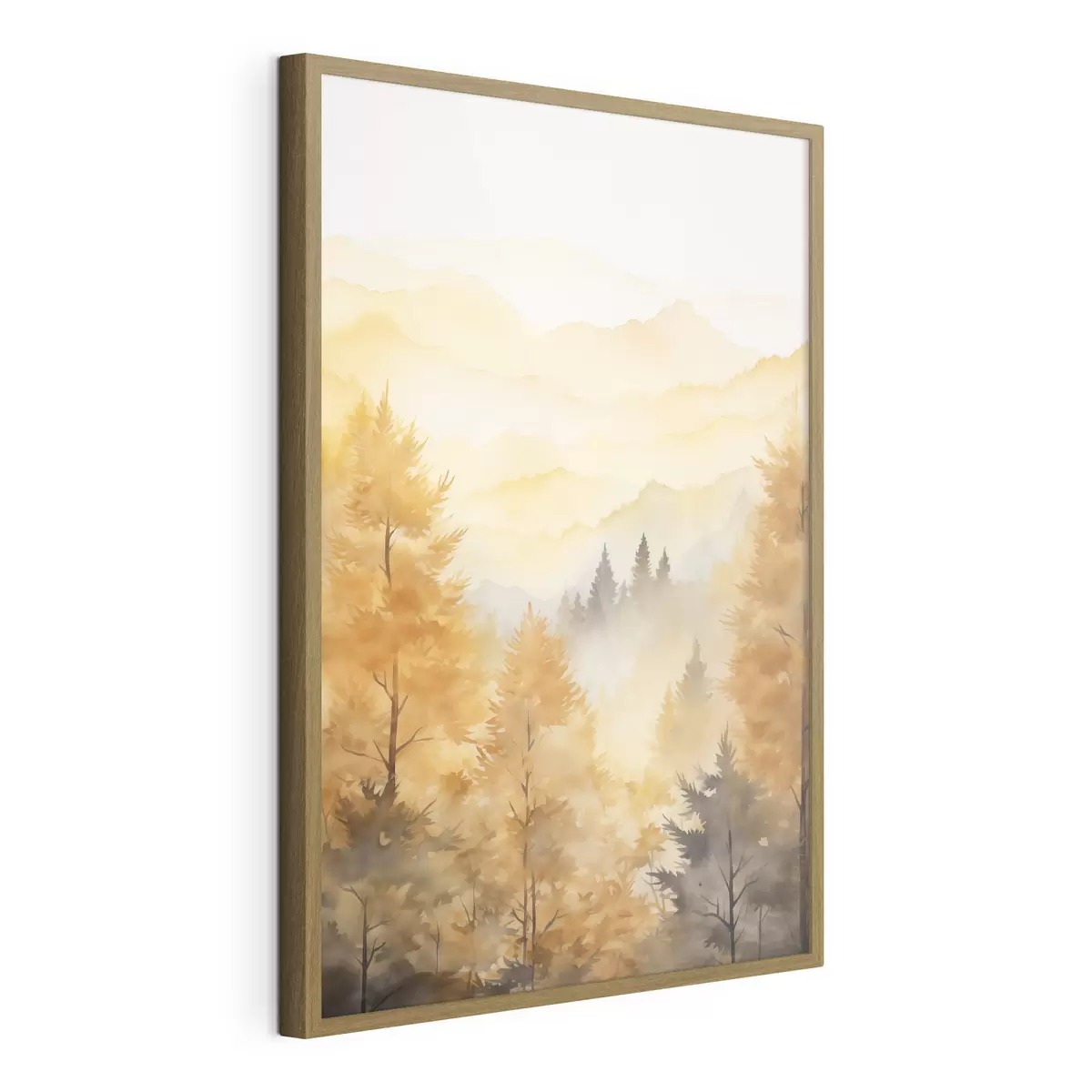 Poster Schöner Herbstwald mit Bergen im Hintergrund f44614
