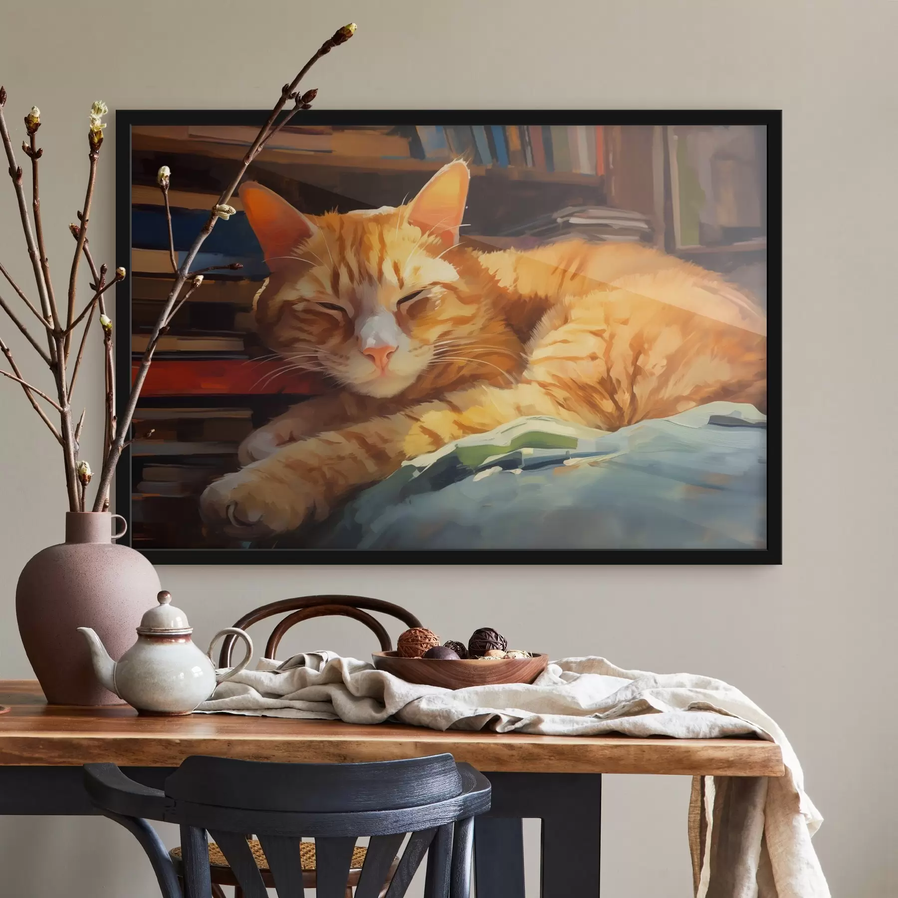 Fototapete Katze und Bücher f44656