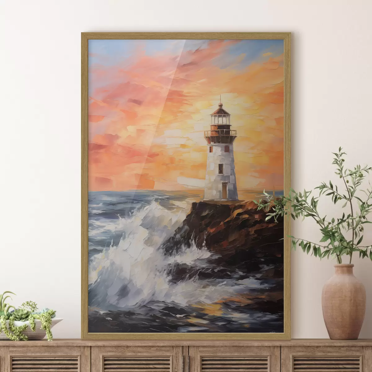 Poster Leuchtturm bei Sonnenuntergang f44674