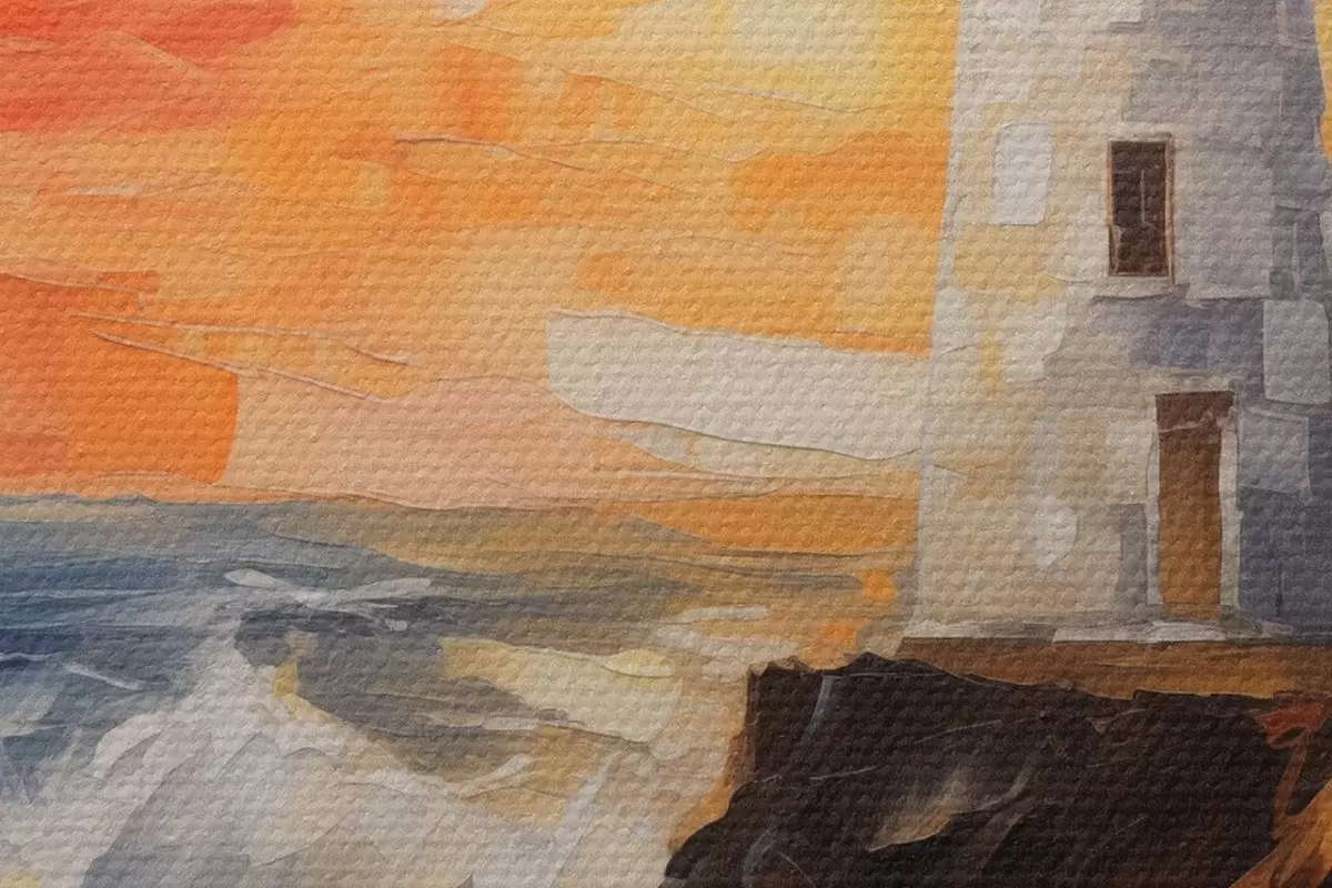 Runde Wandbilder Leuchtturm bei Sonnenuntergang r44674
