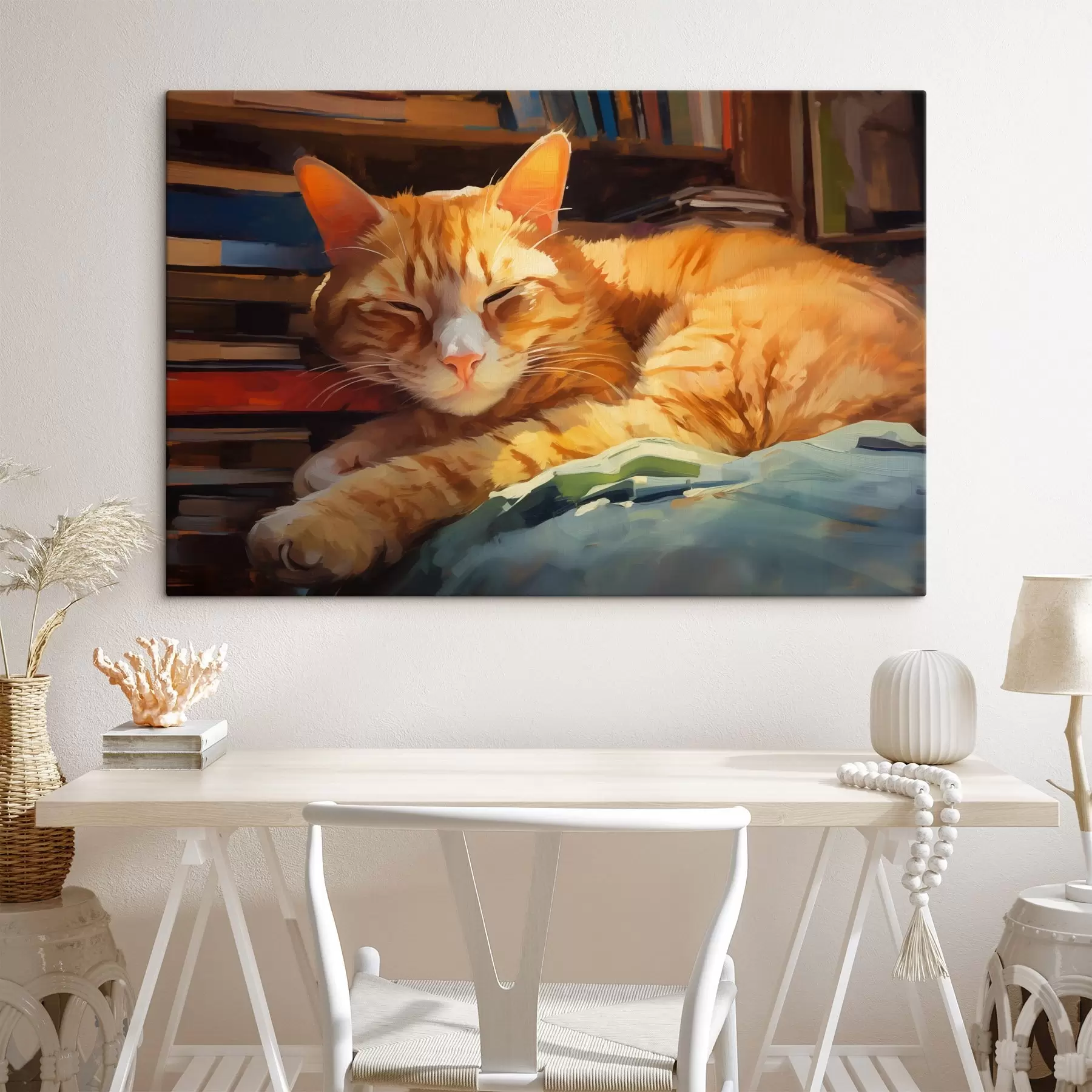 Fototapete Katze und Bücher s44656