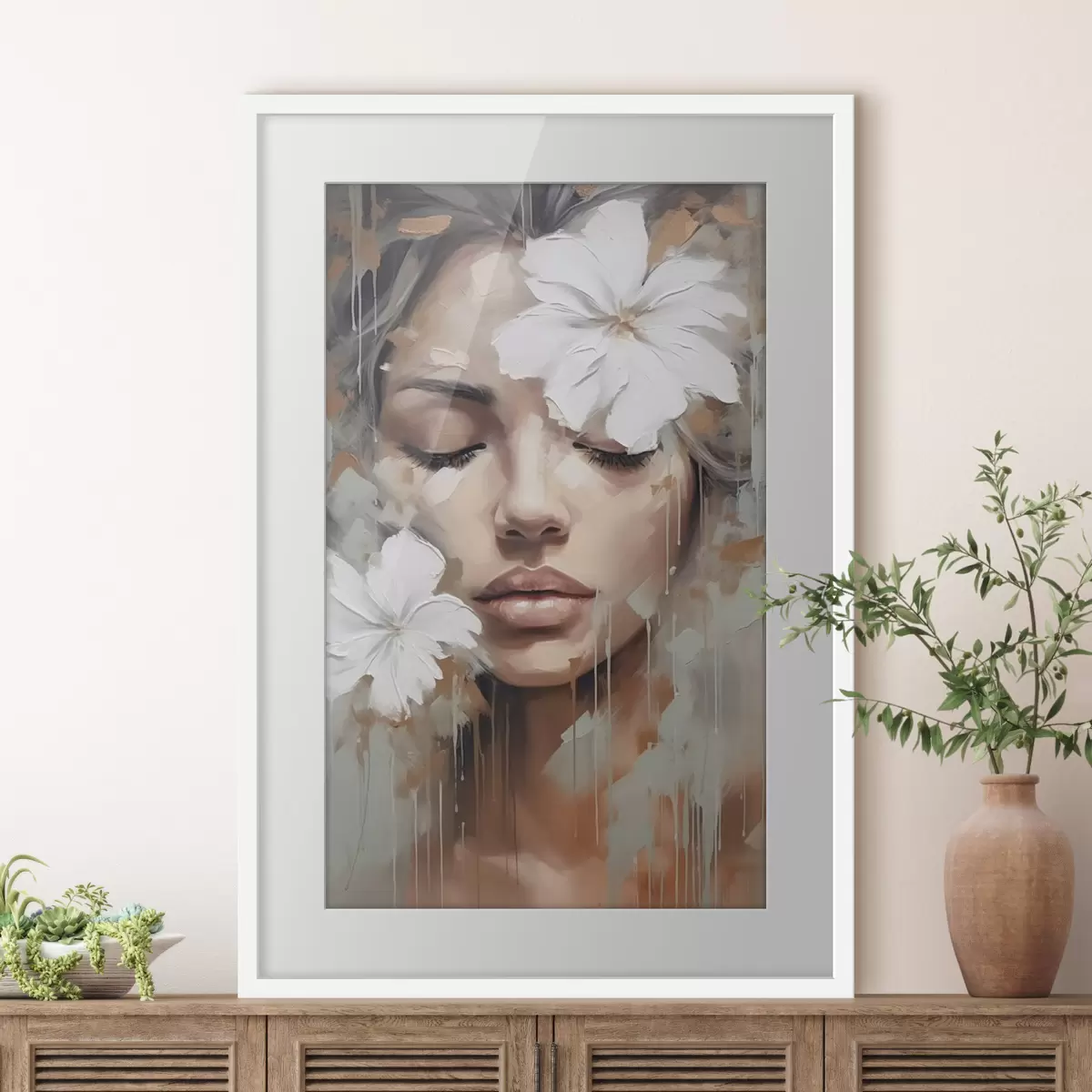 Poster Weiße Blüten über den Augen f44684